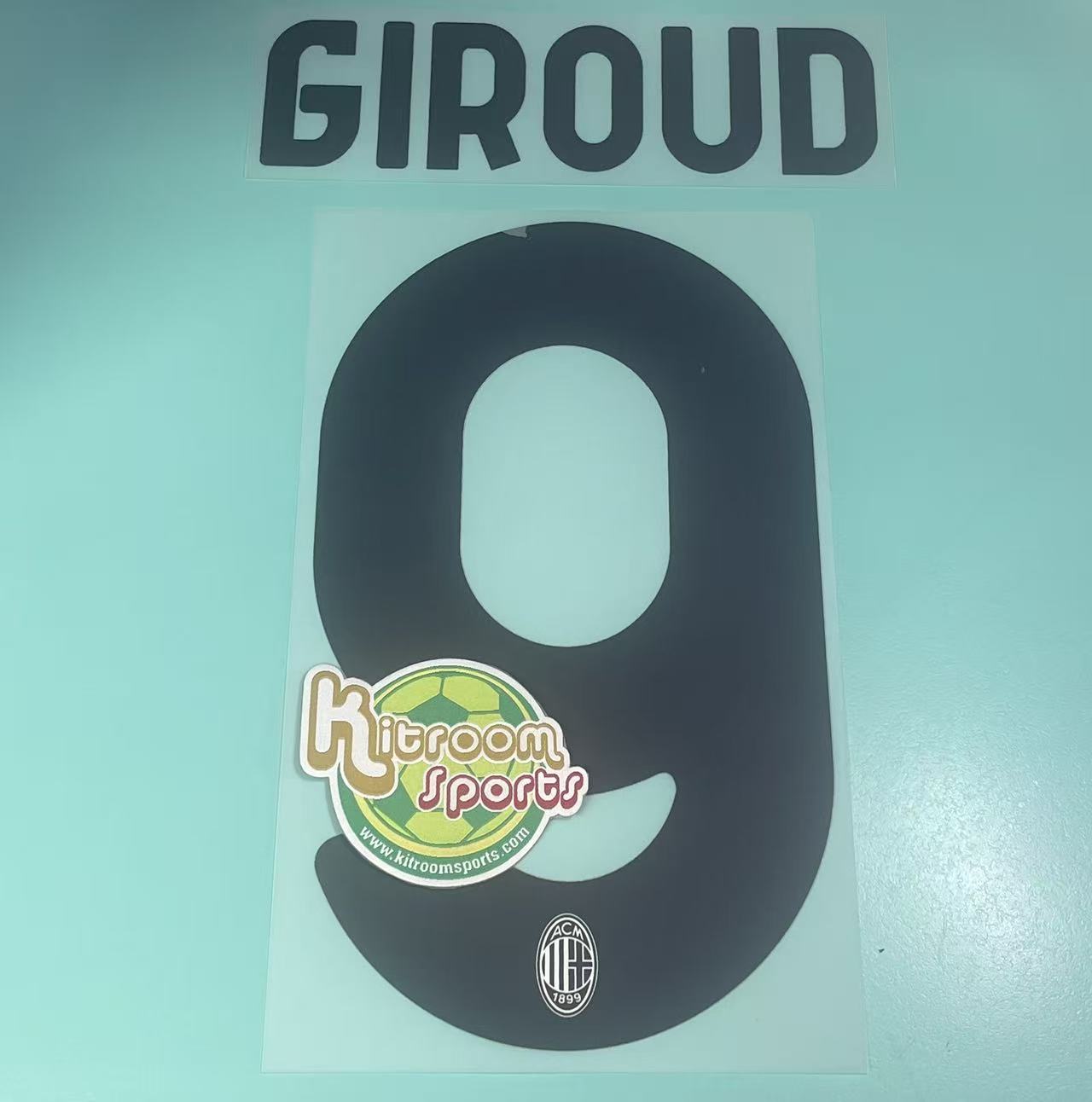 2023-24 Milan x Pleasures kit White Nameset #9 GIROUD