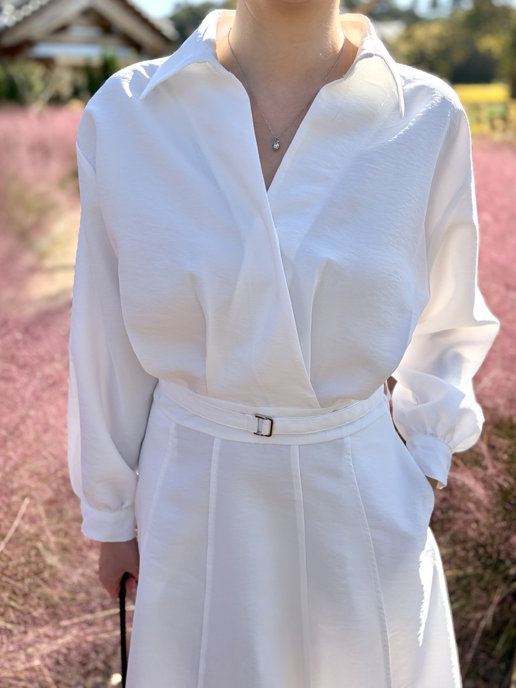The Madeleine Belted Dress (White)