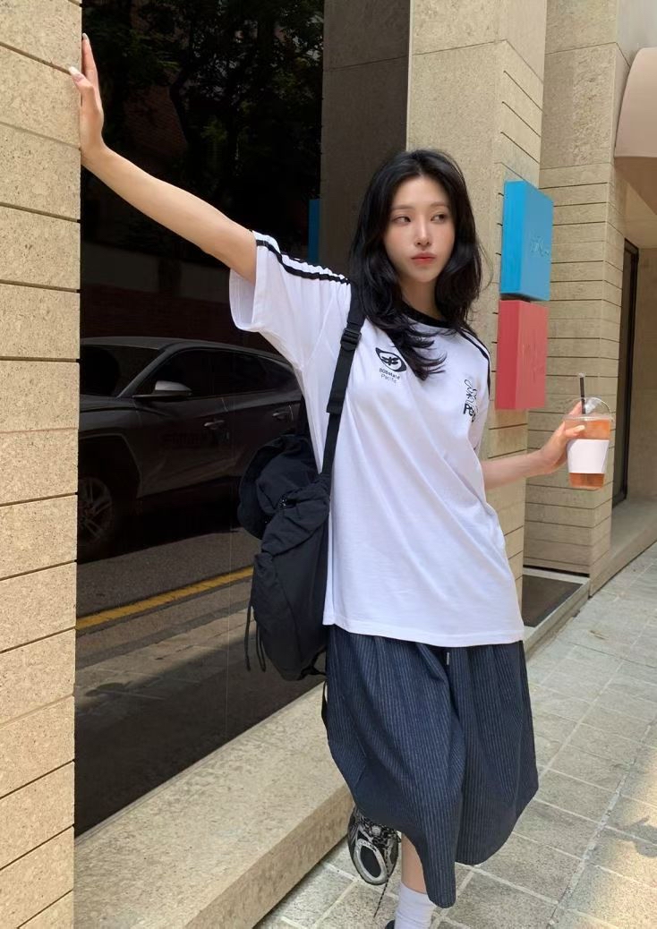 韓國sporty棉質oversized tee
