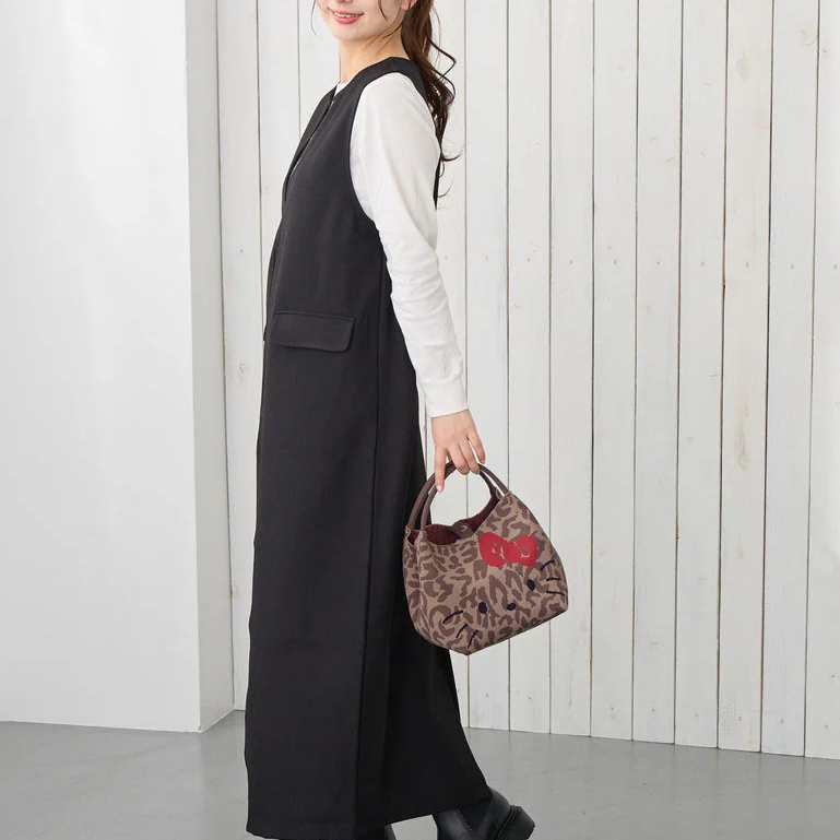 日本直送！Hello Kitty × ROOTOTE DELI V-Neck LEO 豹紋針織手袋