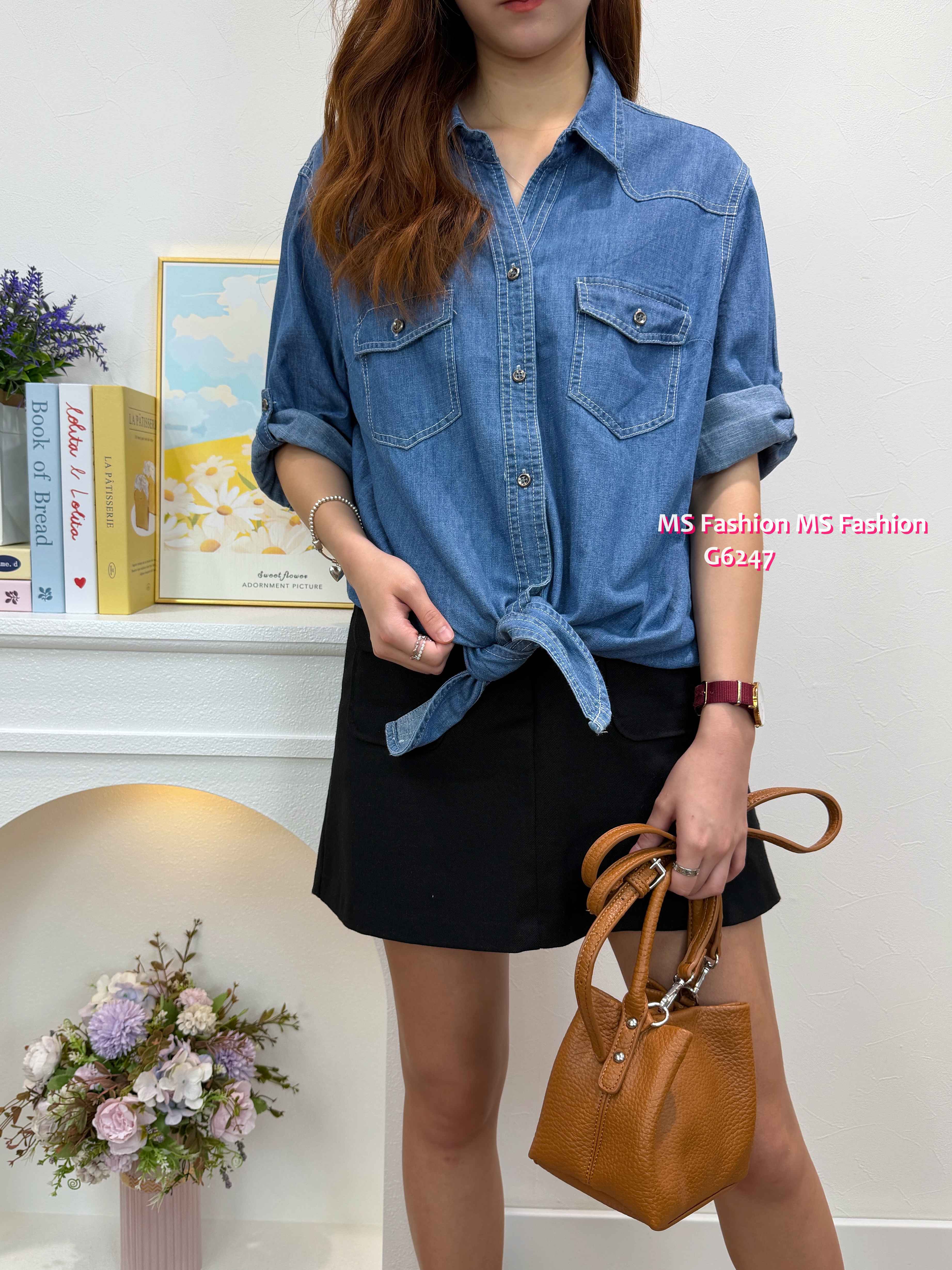 G6247 韓國🇰🇷中袖牛仔恤