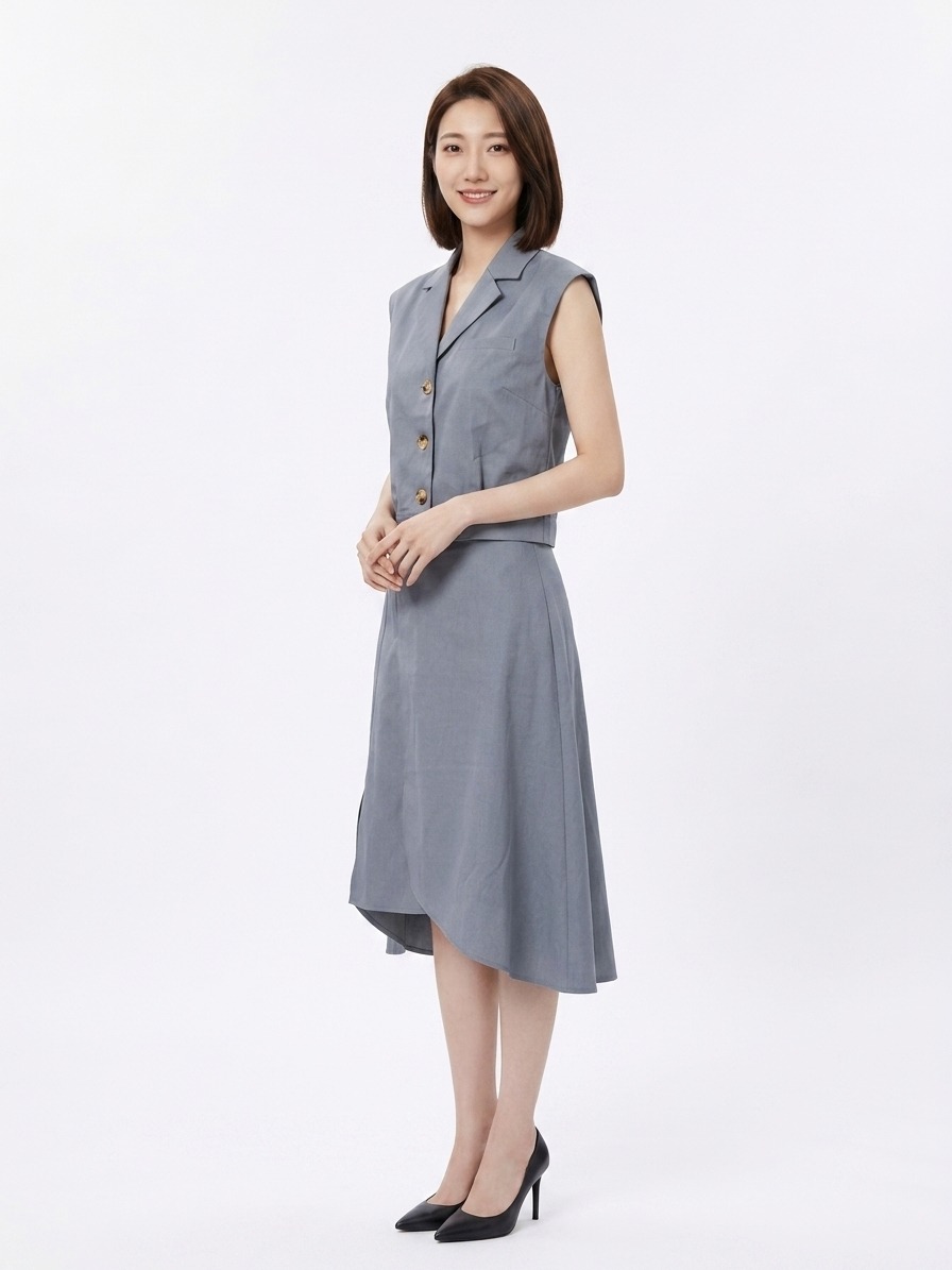 1879BS Elara Tailored Asymmetric Midi Dress