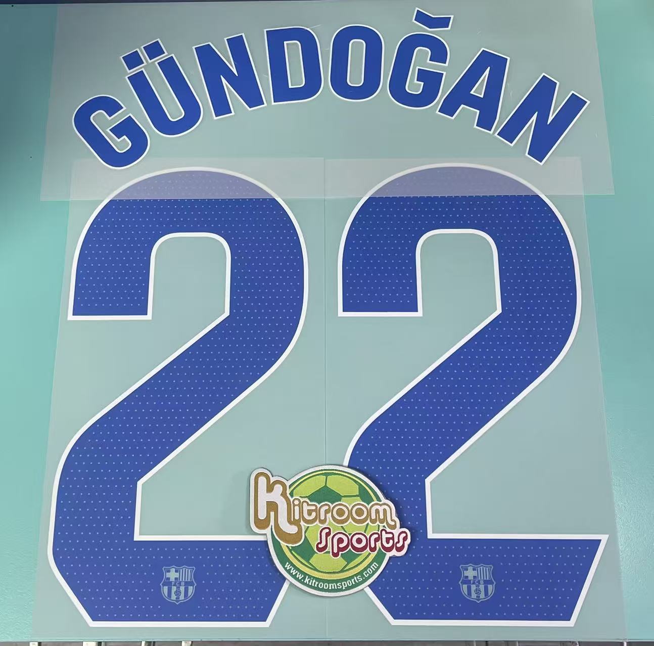 2023-24 Barcelona Away Nameset #22 GUNDOGAN