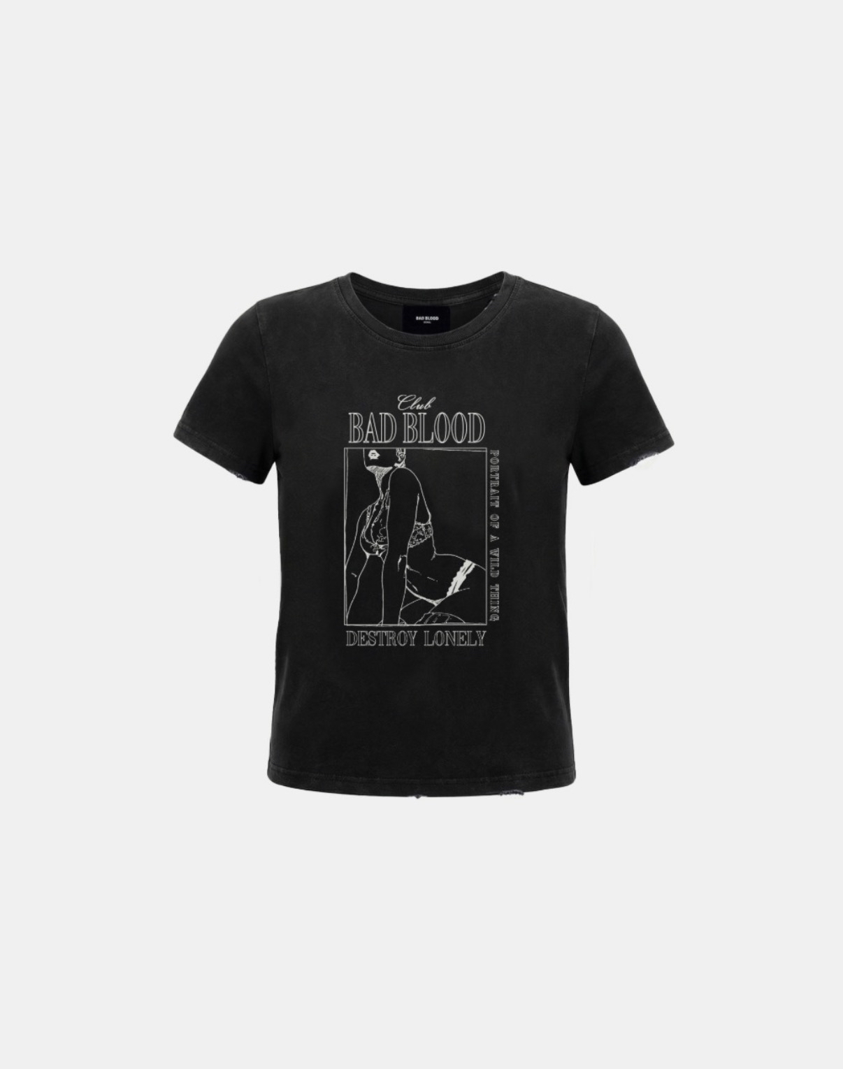 BADBLOOD[w-tee26-141] Lonely Girl Short Sleeve T-Shirt - Black