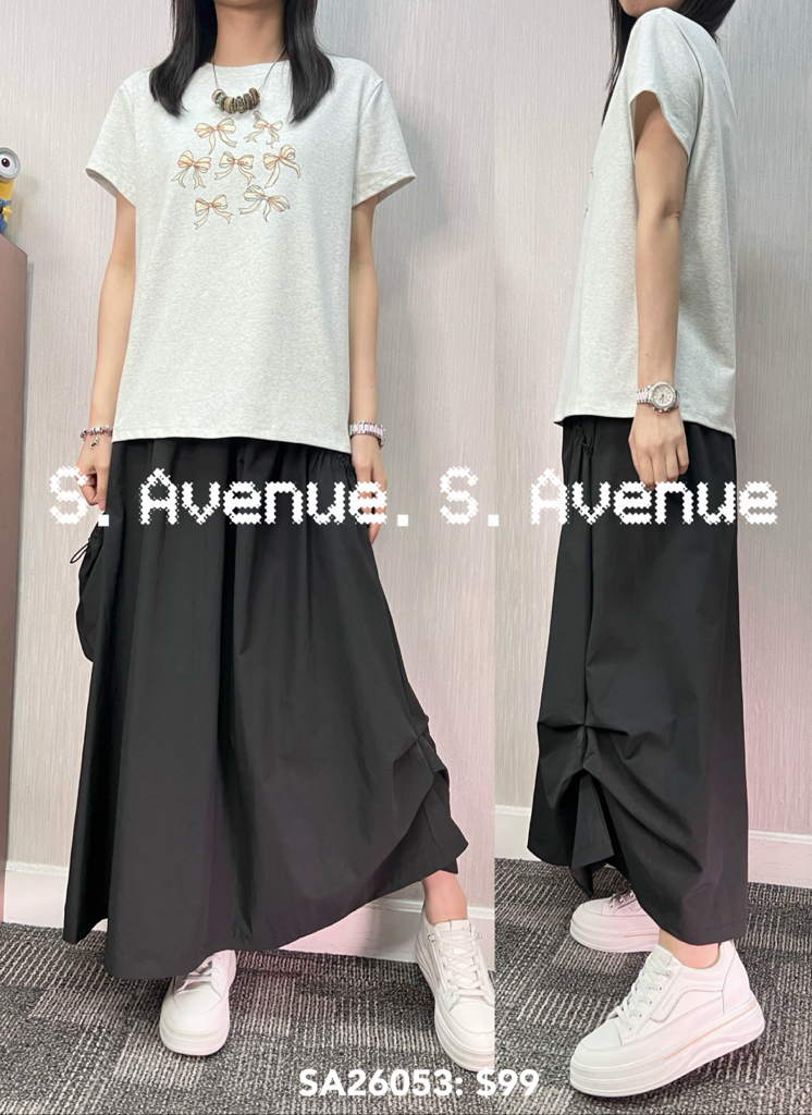 SA26053: 短袖印絲帶蝴蝶結tee