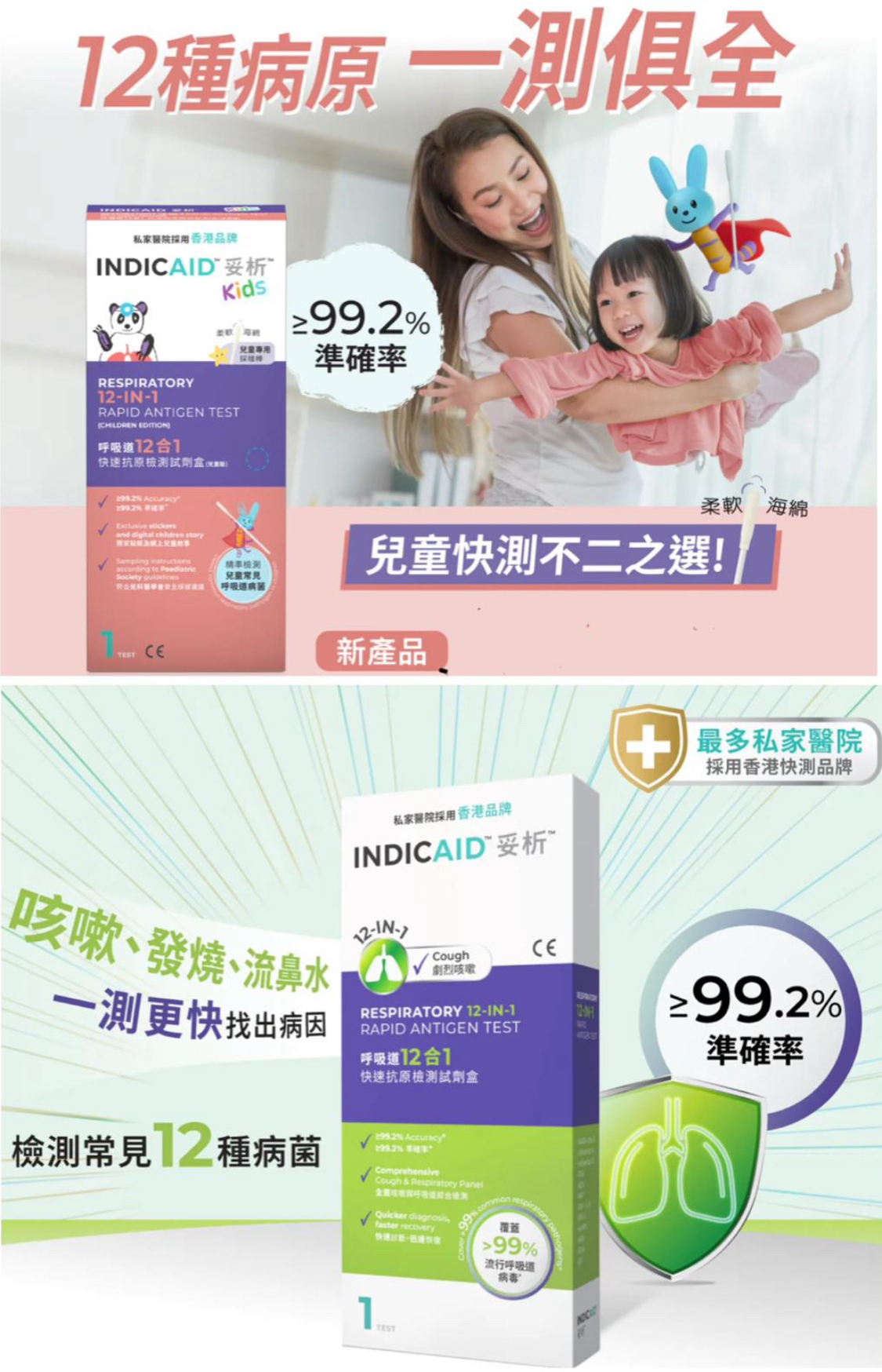 🆕最新出INDICIAD®妥析®呼吸道12合1 快速抗原檢測試劑盒(1套8盒）