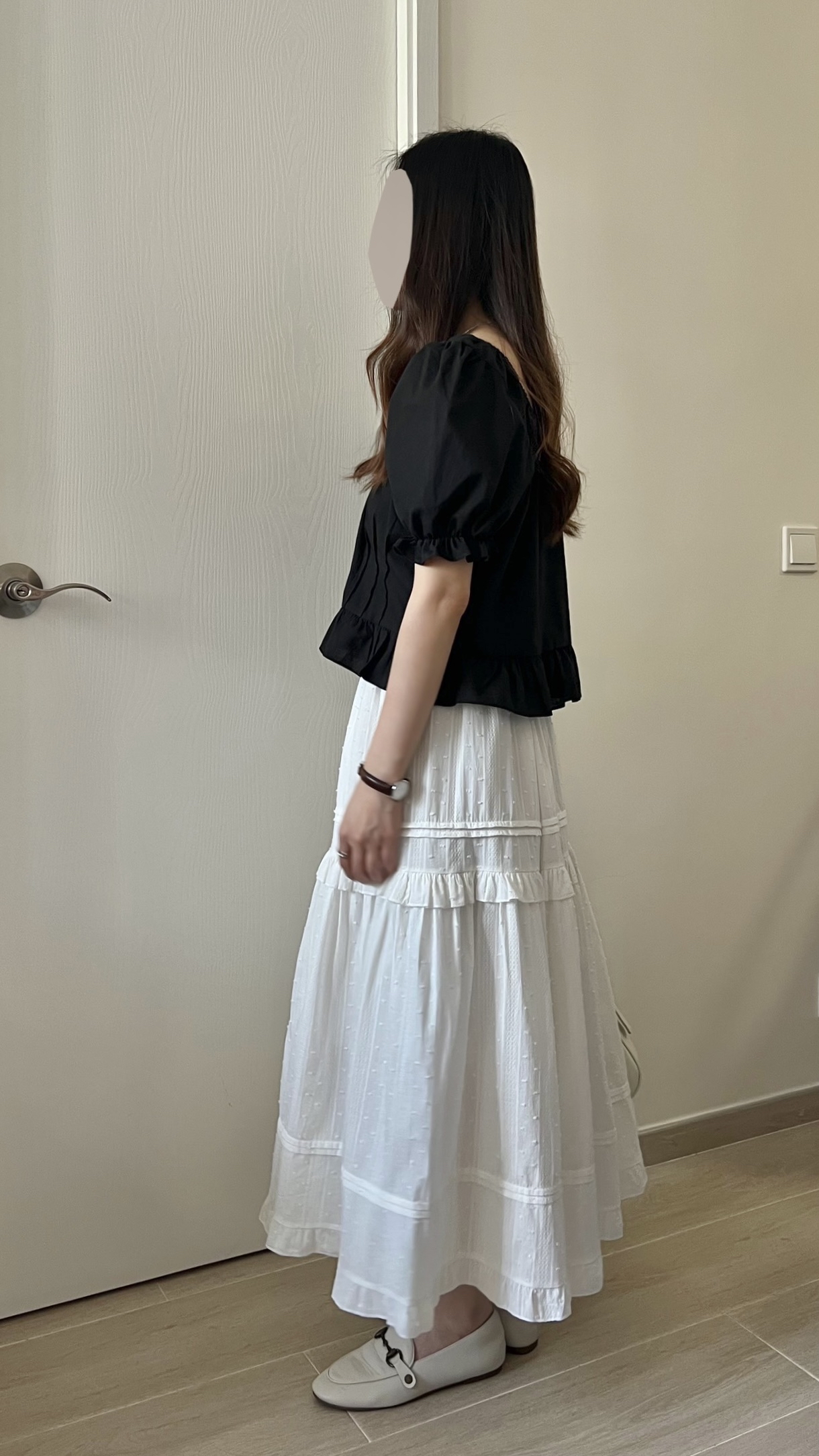 公主膊花邊短袖blouse