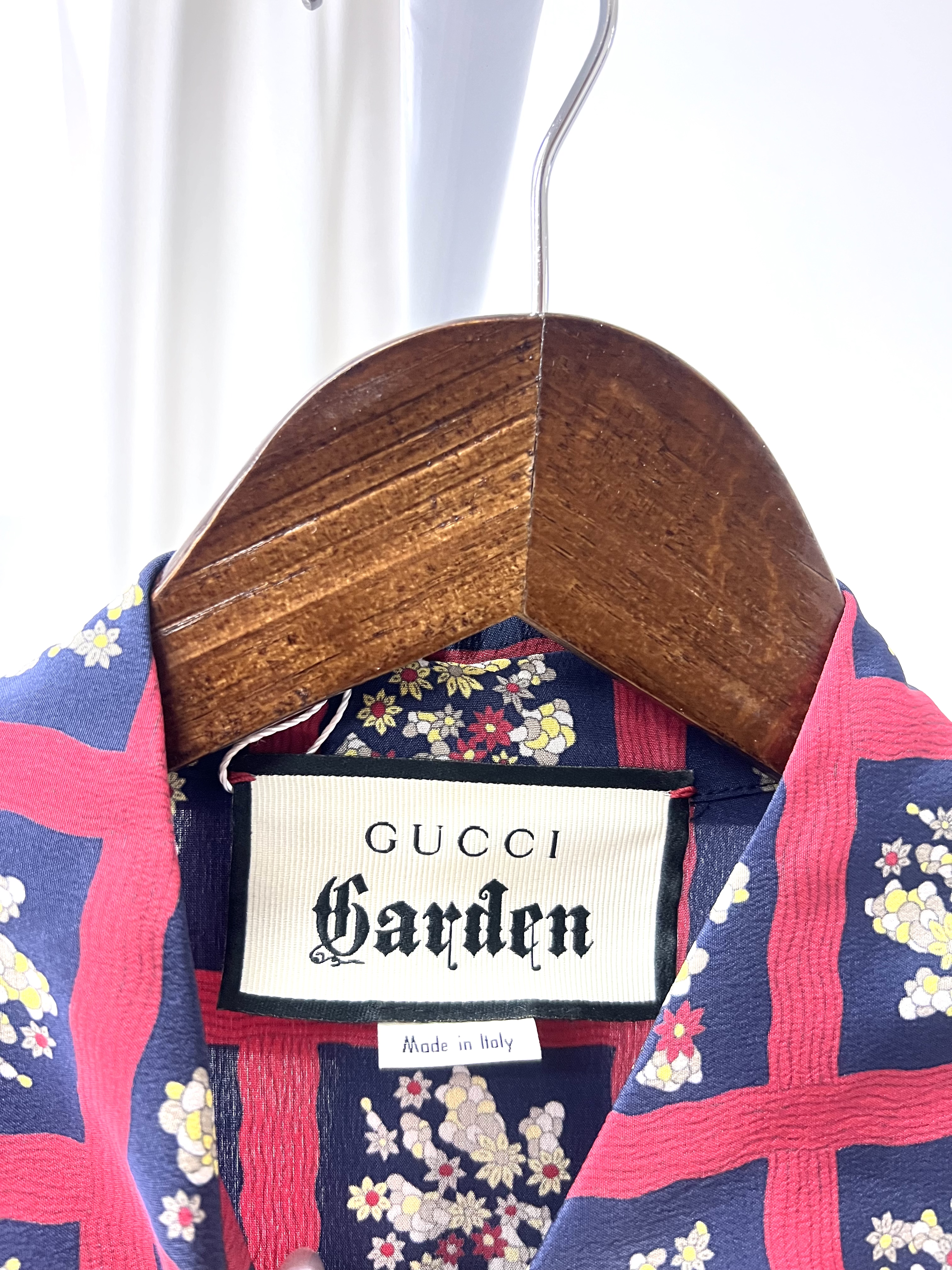 Pre-Owned GUCCI Geometric Flower Print Silk Midi Shirt Dress / Product Code: 26051909