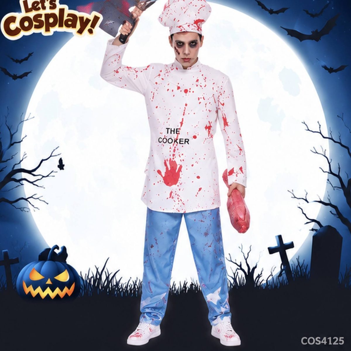 成人男士恐怖血腥喪屍廚師萬聖節服裝｜Halloween Zombie Chef Costume｜Lets Cosplay