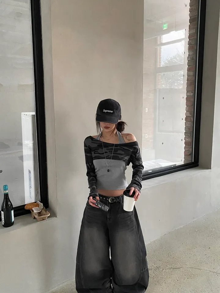 Camo Halterneck Layered Crop