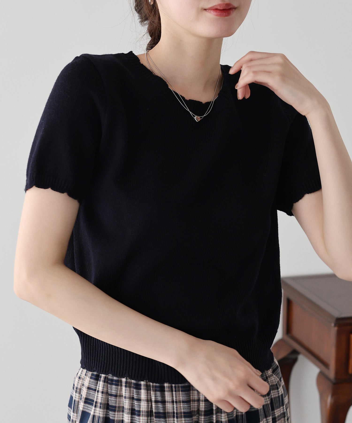 <JP> 扇形小曲邊薄針織 Top* 3色入 <預購>