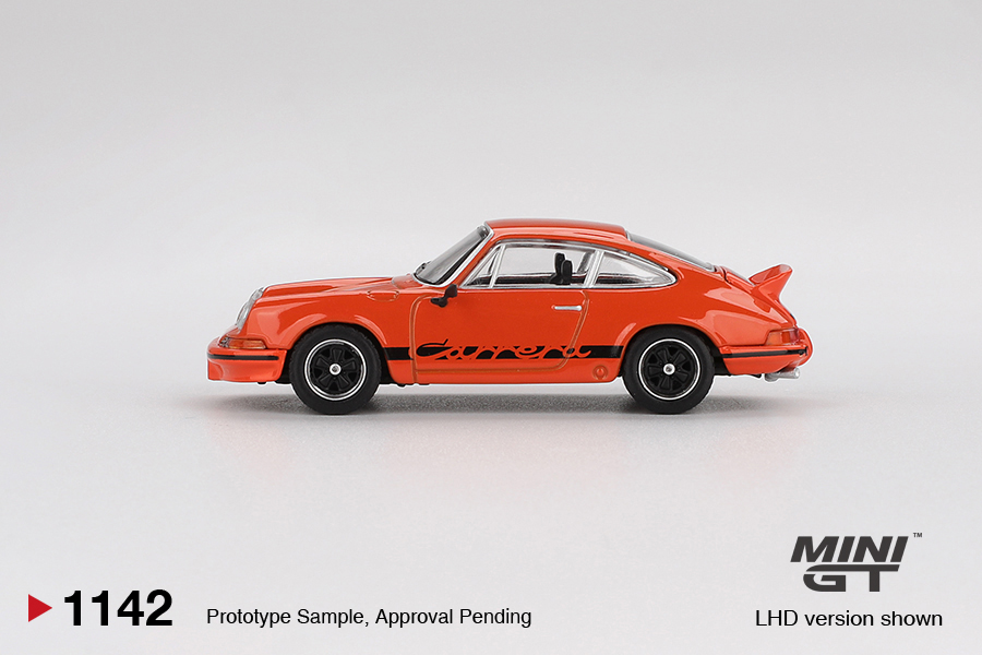 Mini GT 1/64 Porsche 911 Carrera RS 2.7 Tangerine with Black Livery - MGT01142-BL