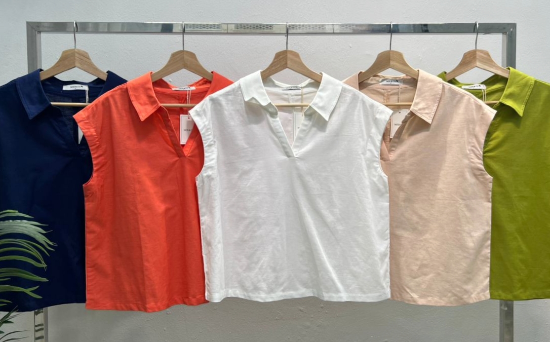 H9378 Linen Collar Sleeve less Blouse