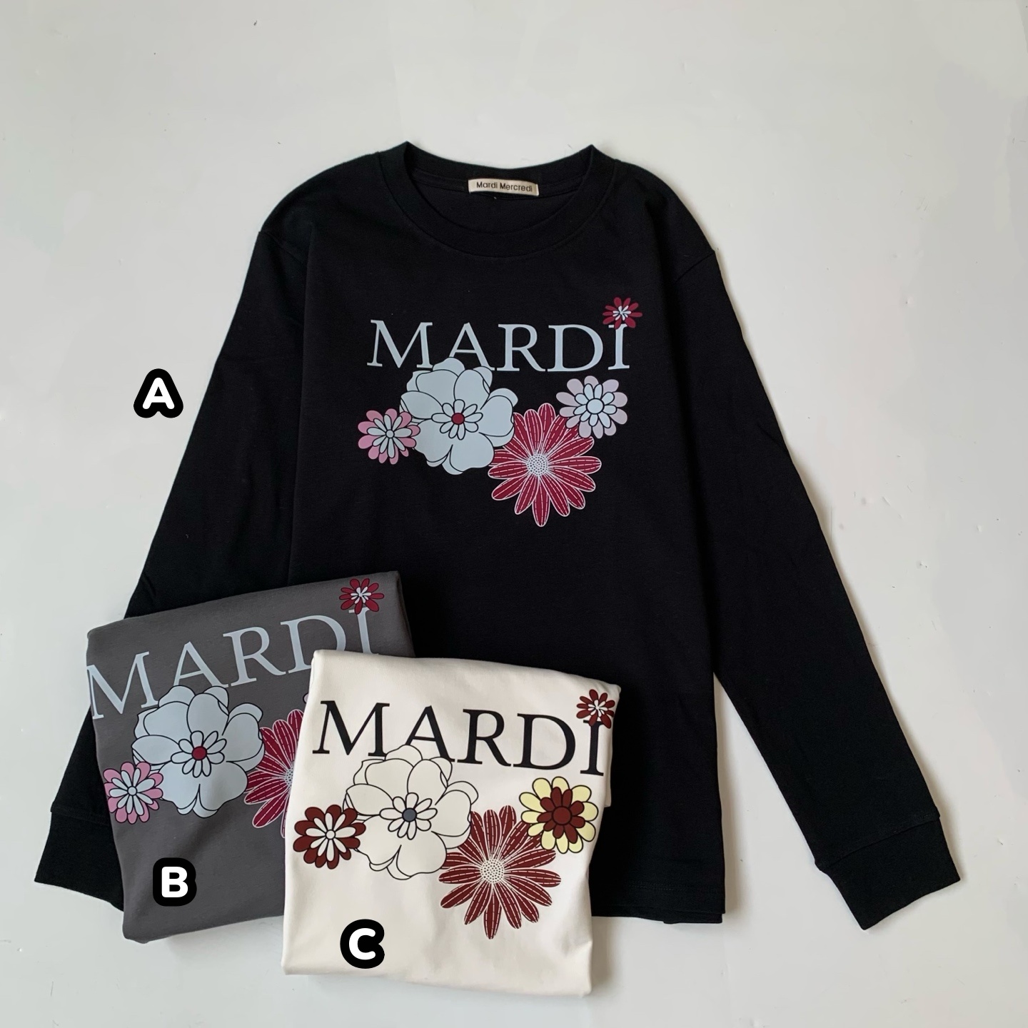 Mardi Mercredi 花朵字母印花長袖Tee 