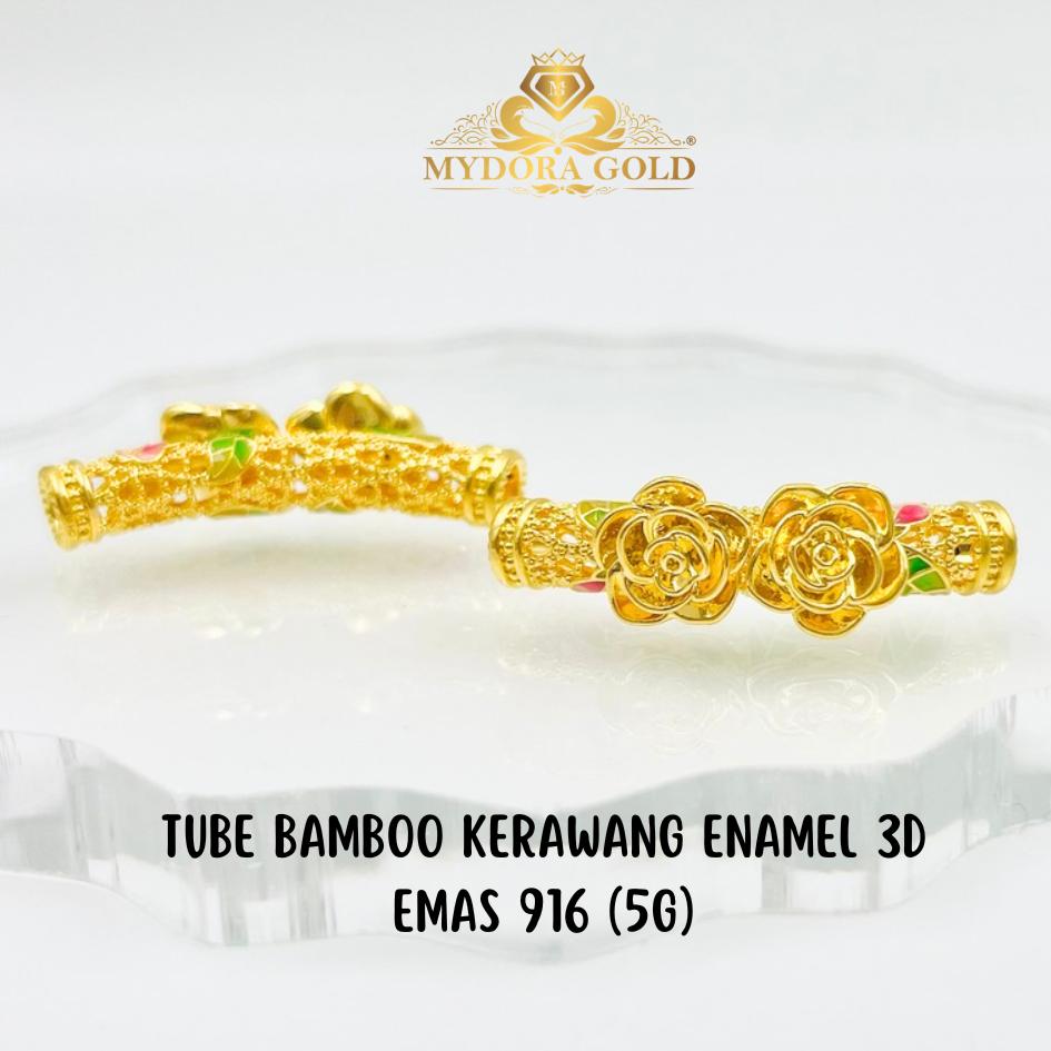 MYDORA Tube Bamboo Kerawang Enamel 3D (5G) l EMAS 916/22K
