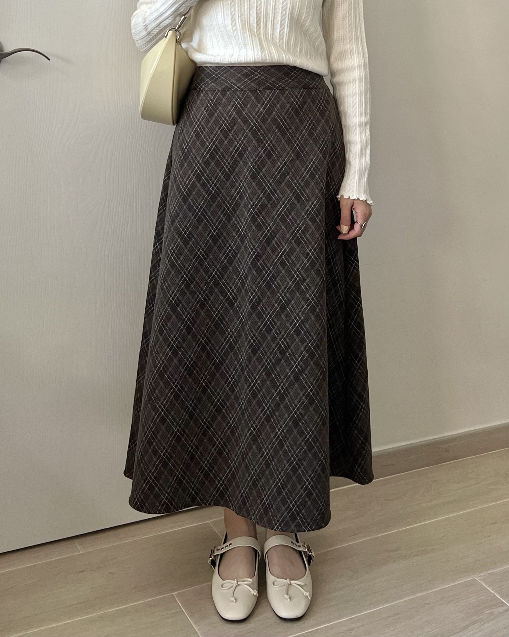 高質秋冬菱形格紋長裙 現貨