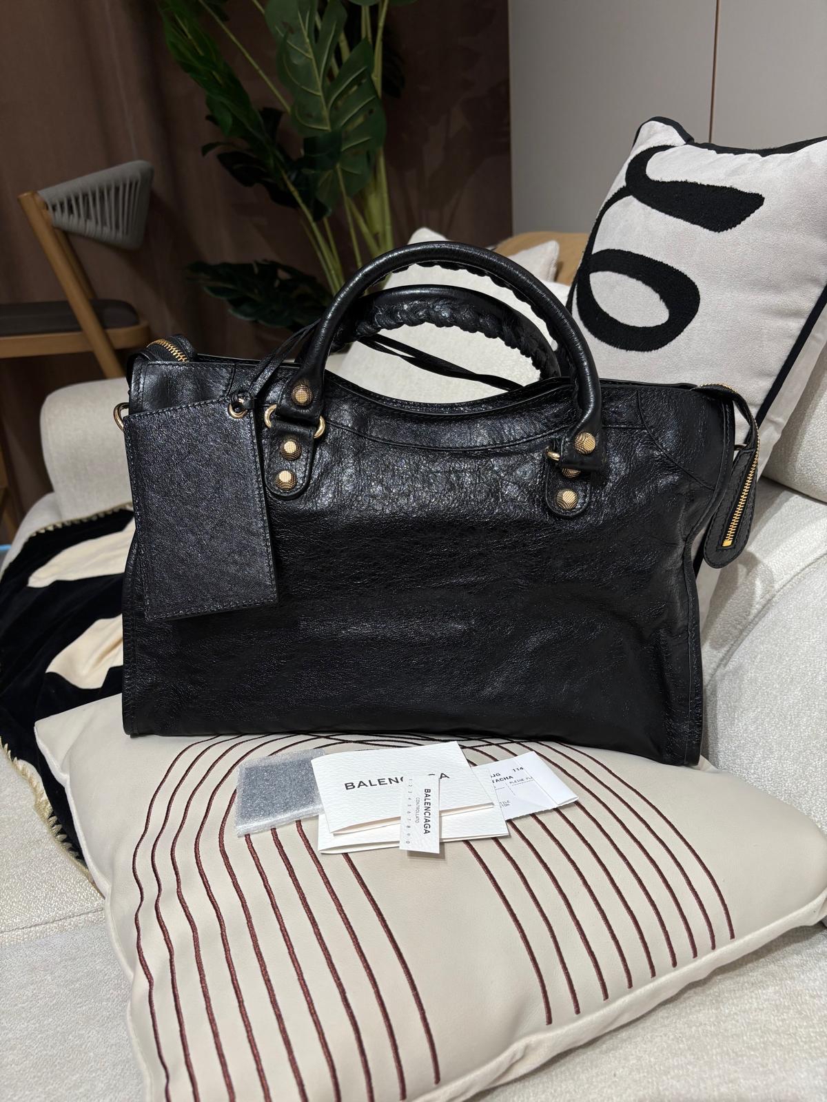 Balenciaga City Medium 黑色金扣 100%Authentic, 95%New ✅Mirror ✅Dust bag