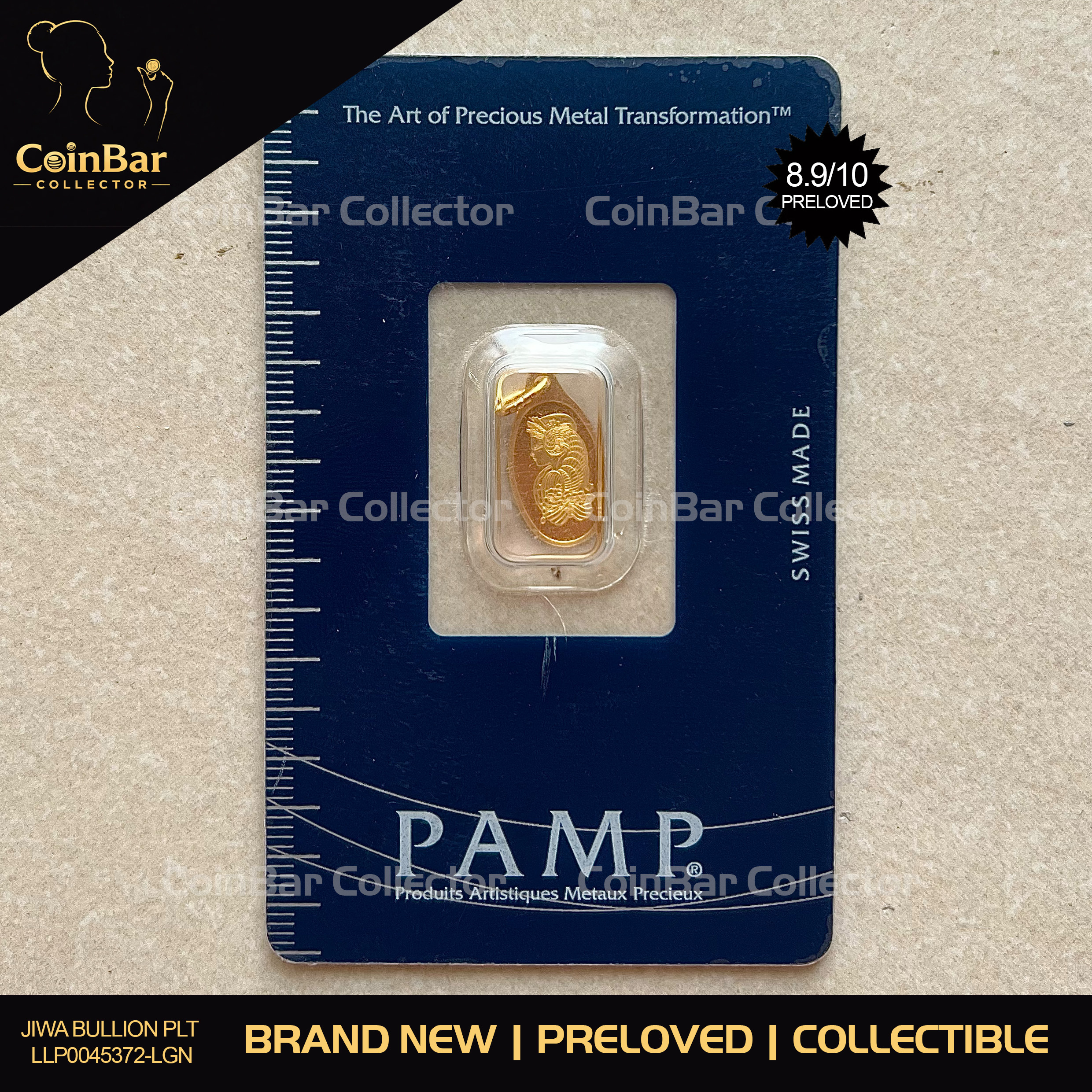 (SN2637) PAMP Rare Fortuna Pendant 1g (1.15g)🇨🇭Swiss Gold bar Emas 999.9