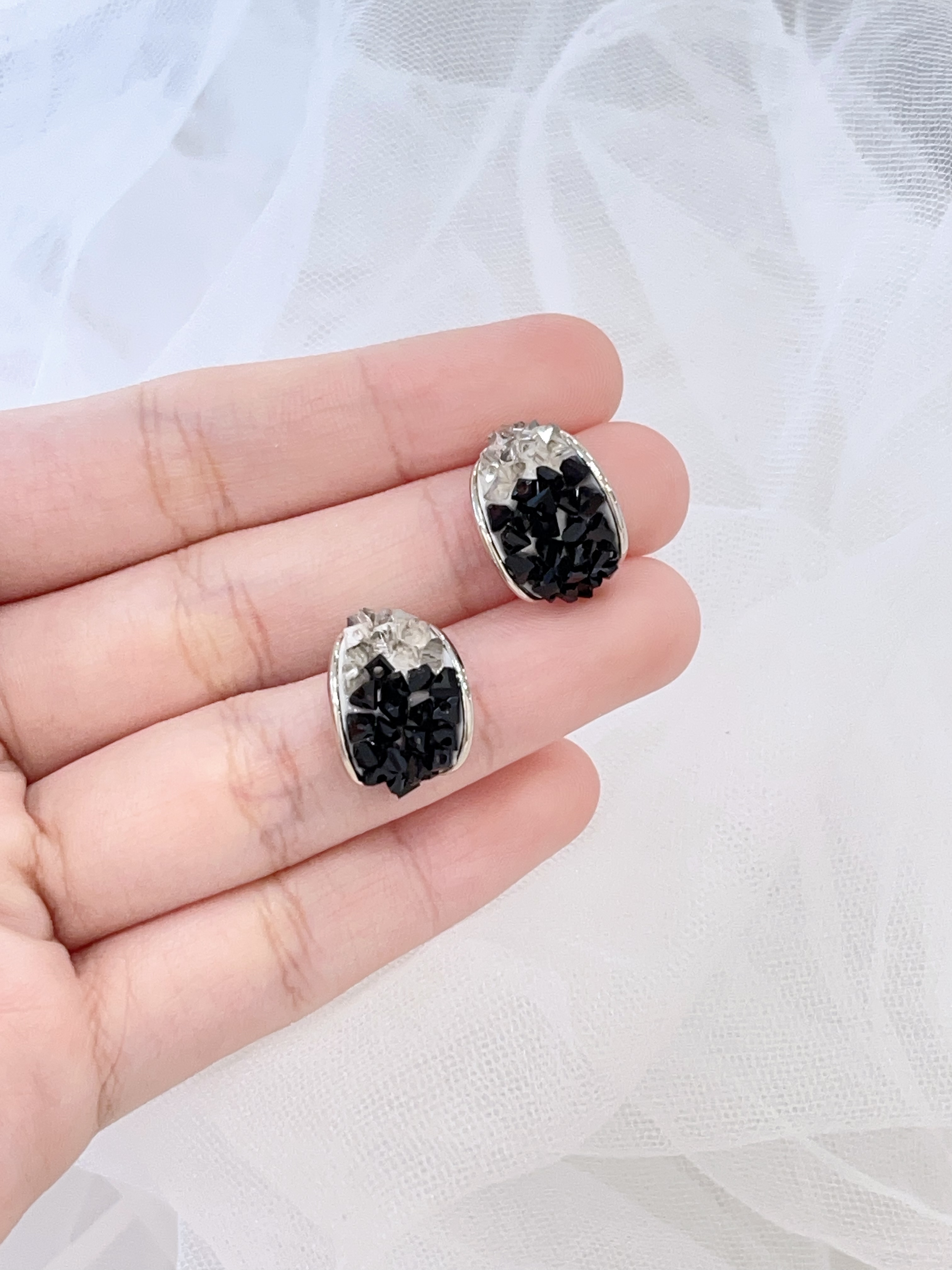 甜酷黑耀海高级感耳环