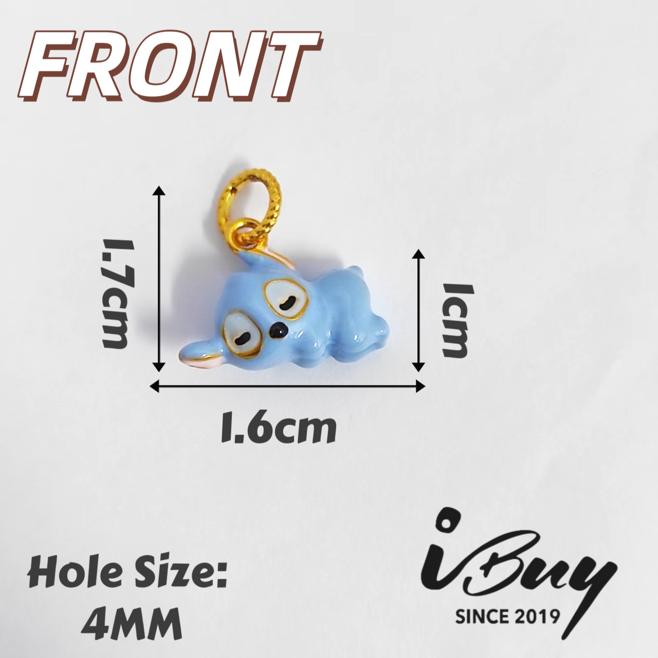 916HARD GOLD SLEEPING STITCH BLUE CHARM BEAD 916 硬金 趴趴睡史迪奇串咀