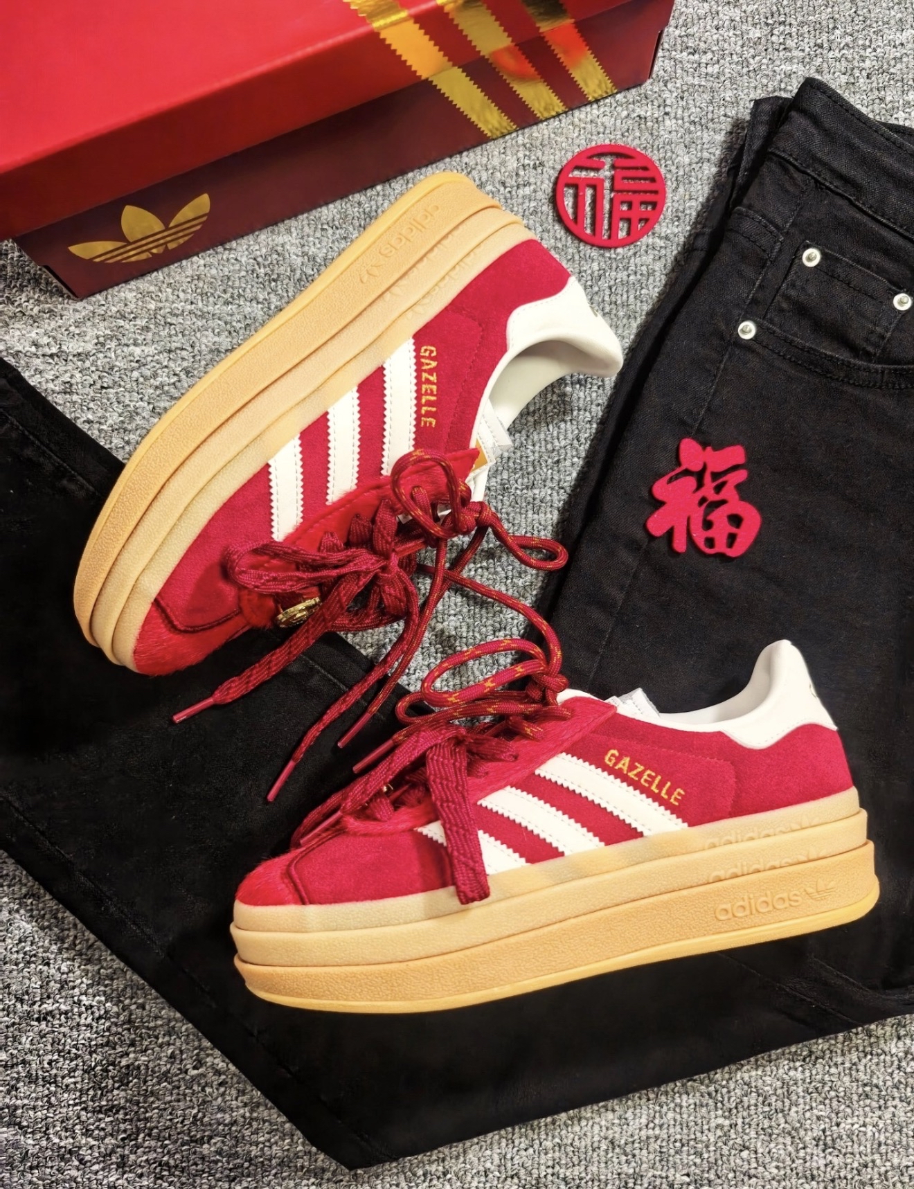 KJ4293 Adidas Gazelle Bold CNY Red KJ4293