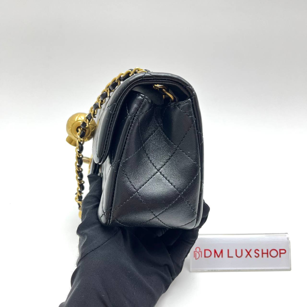 Chanel CF Black Pearl Crush Mini Rectangular GHW (Microchip)