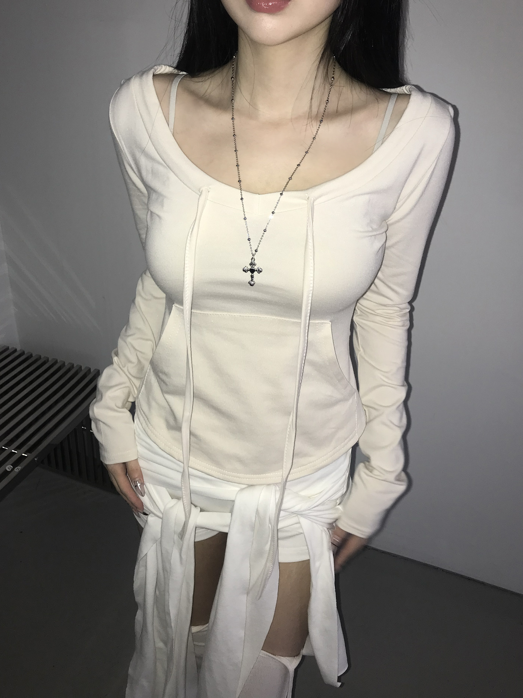 Drawstring Scoop Neck Top