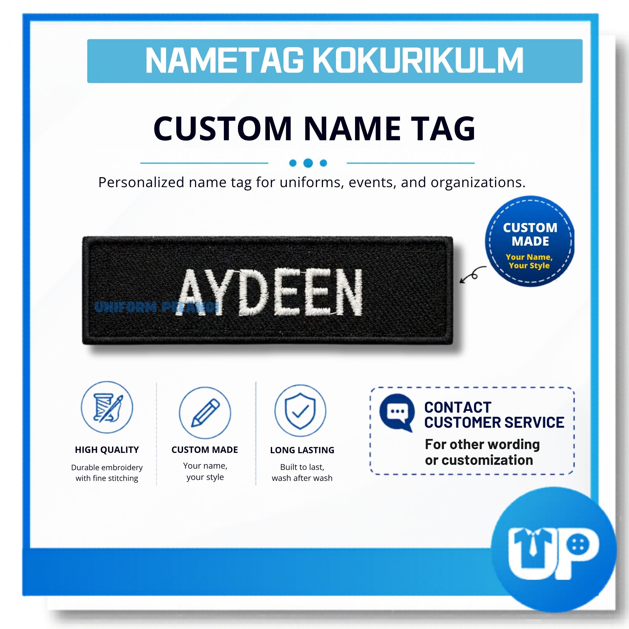 Custom Made Tanda Nama Pengakap Sulam Tag Nama Pengakap Name Tag Pengakap Nametag 1pc 