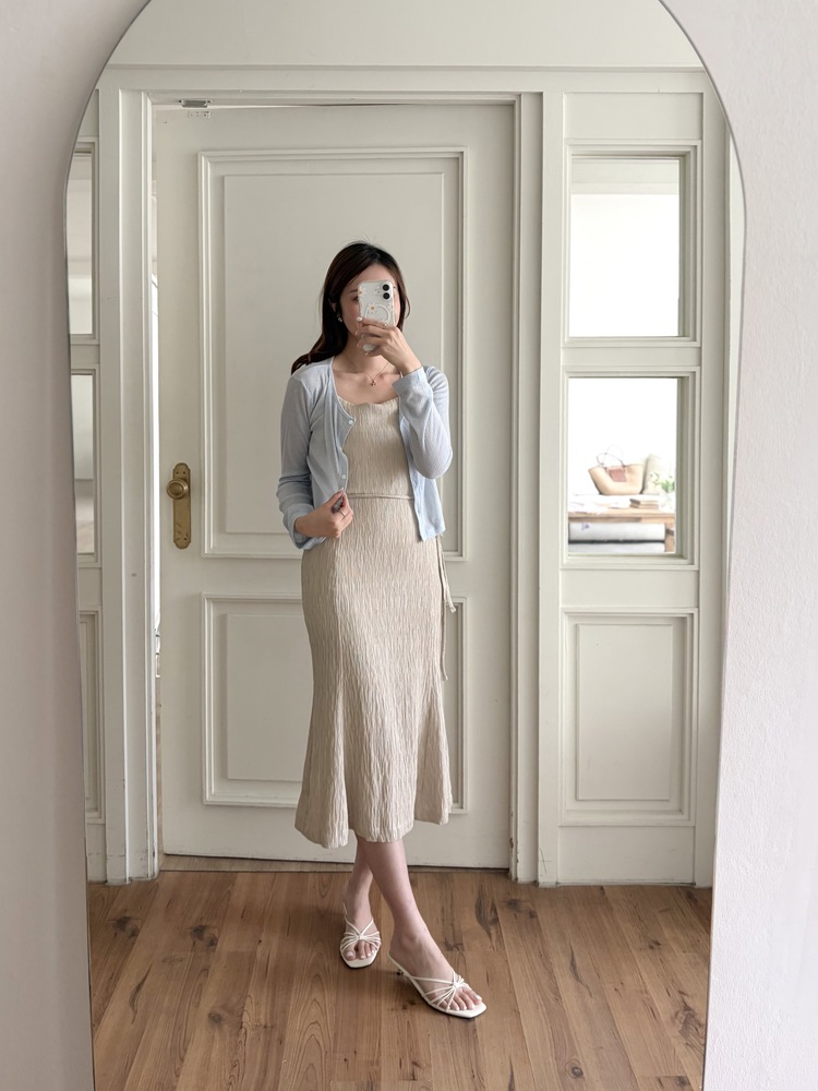 Romance Slim Cami Dress (Beige)