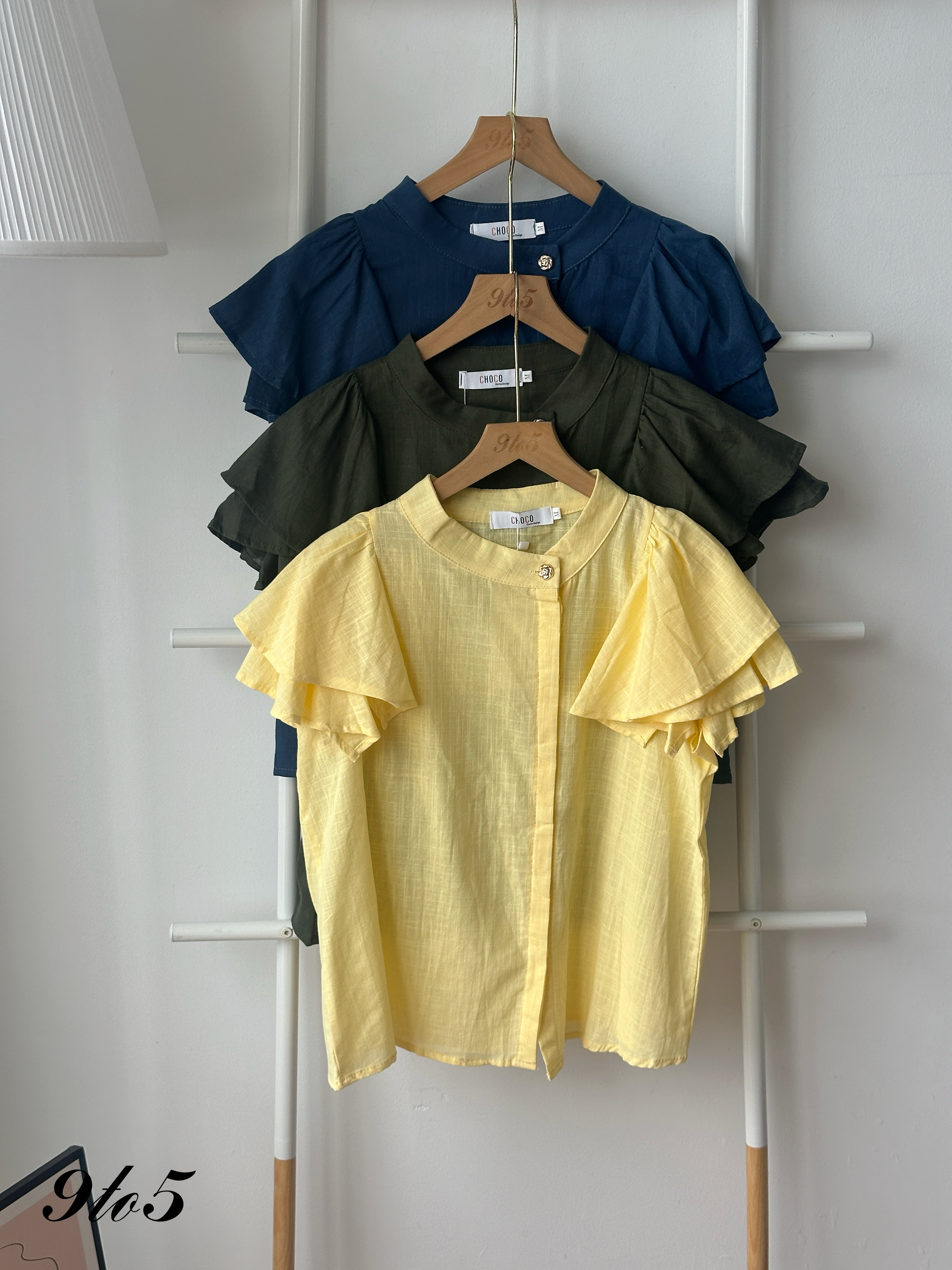 T4378 Mock Neck Ruffle Sleeve Top - 3 Colors 