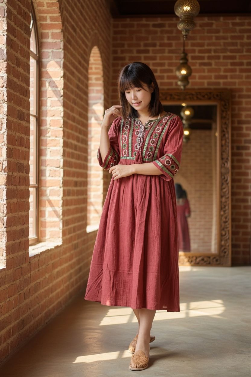 Brick Red Emb. OP 43" #1465