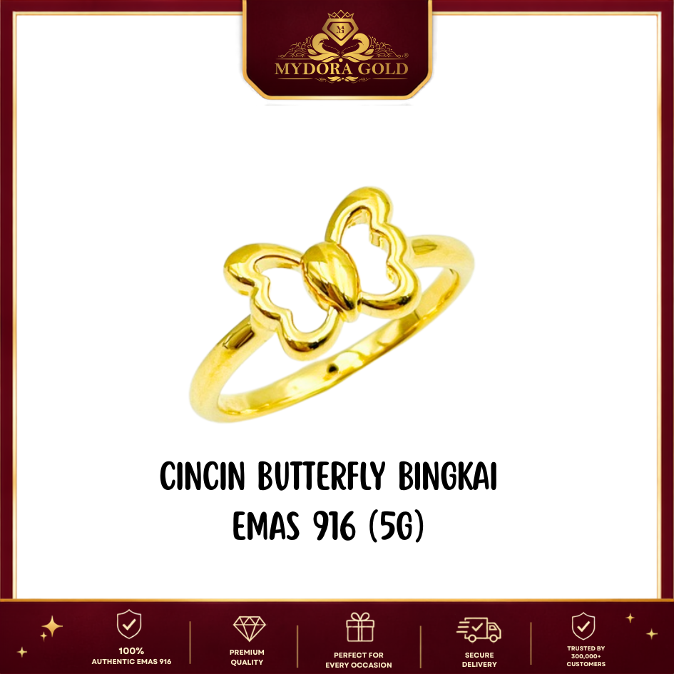 MYDORA Cincin Butterfly Bingkai (5G) l EMAS 916/22K