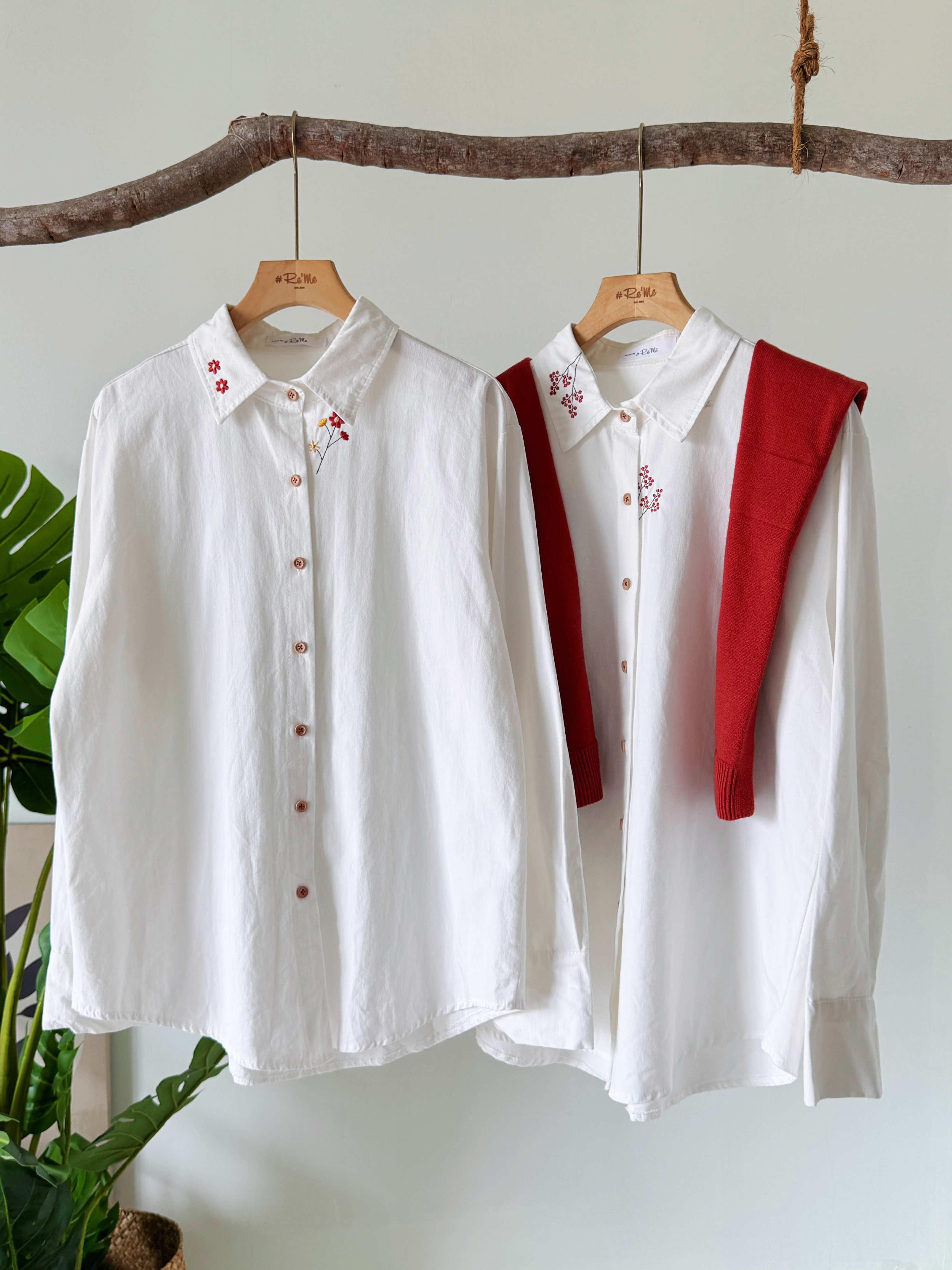 【自制限定款】 新意在枝·刺绣款白衬衫 (预购） 