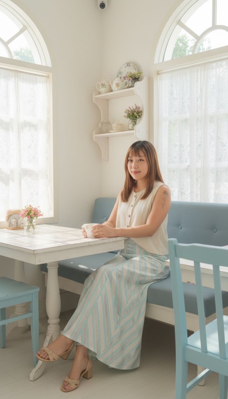 2396 Ice Blue x Sliver x White Legs Pants