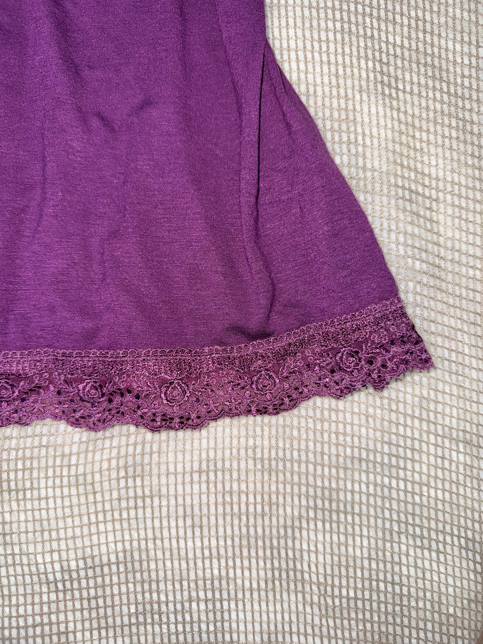 Purple Rhinestone Embroidered Lace Cami