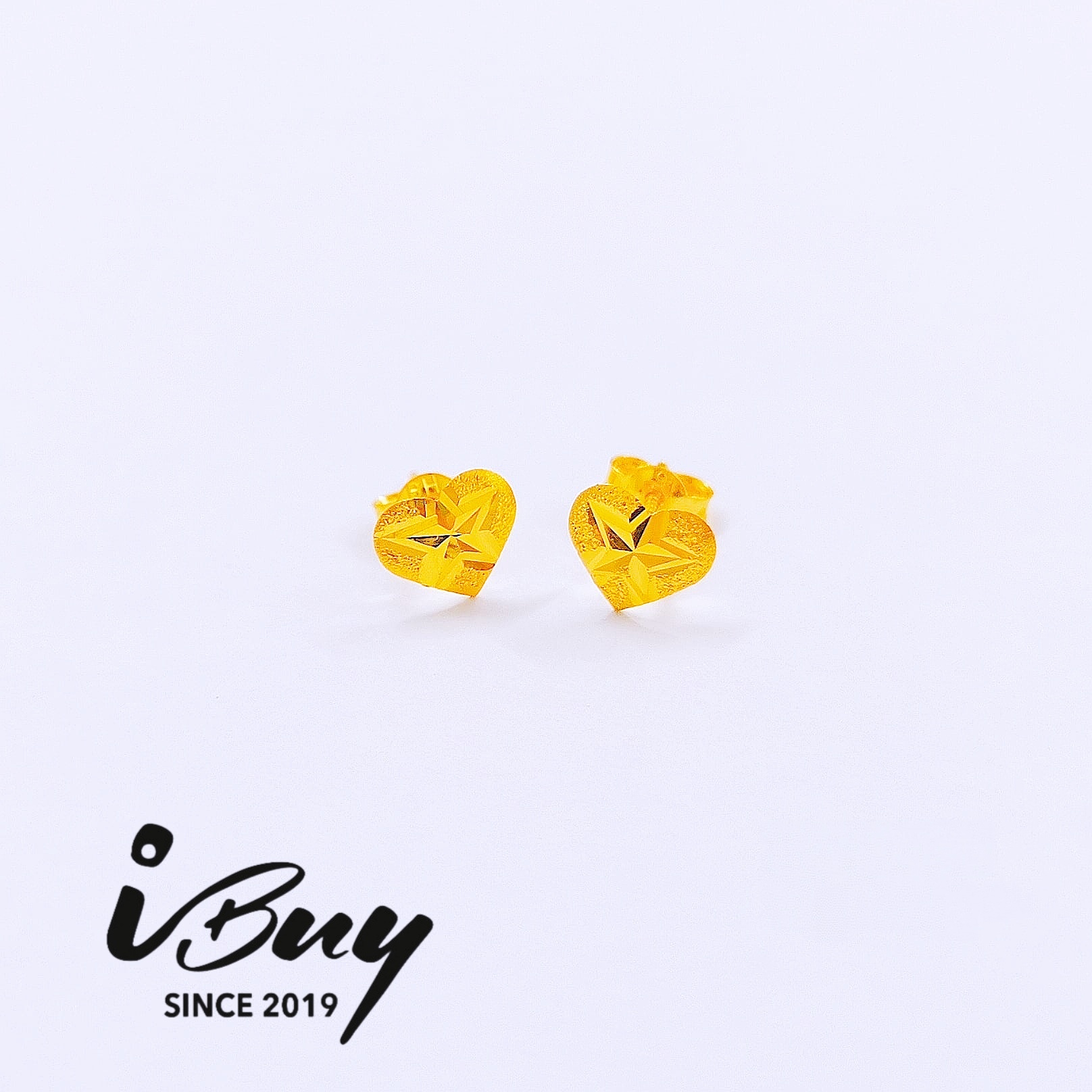 916 GOLD LOVE STAR EARSTUD 916 金 爱心五角星耳钉