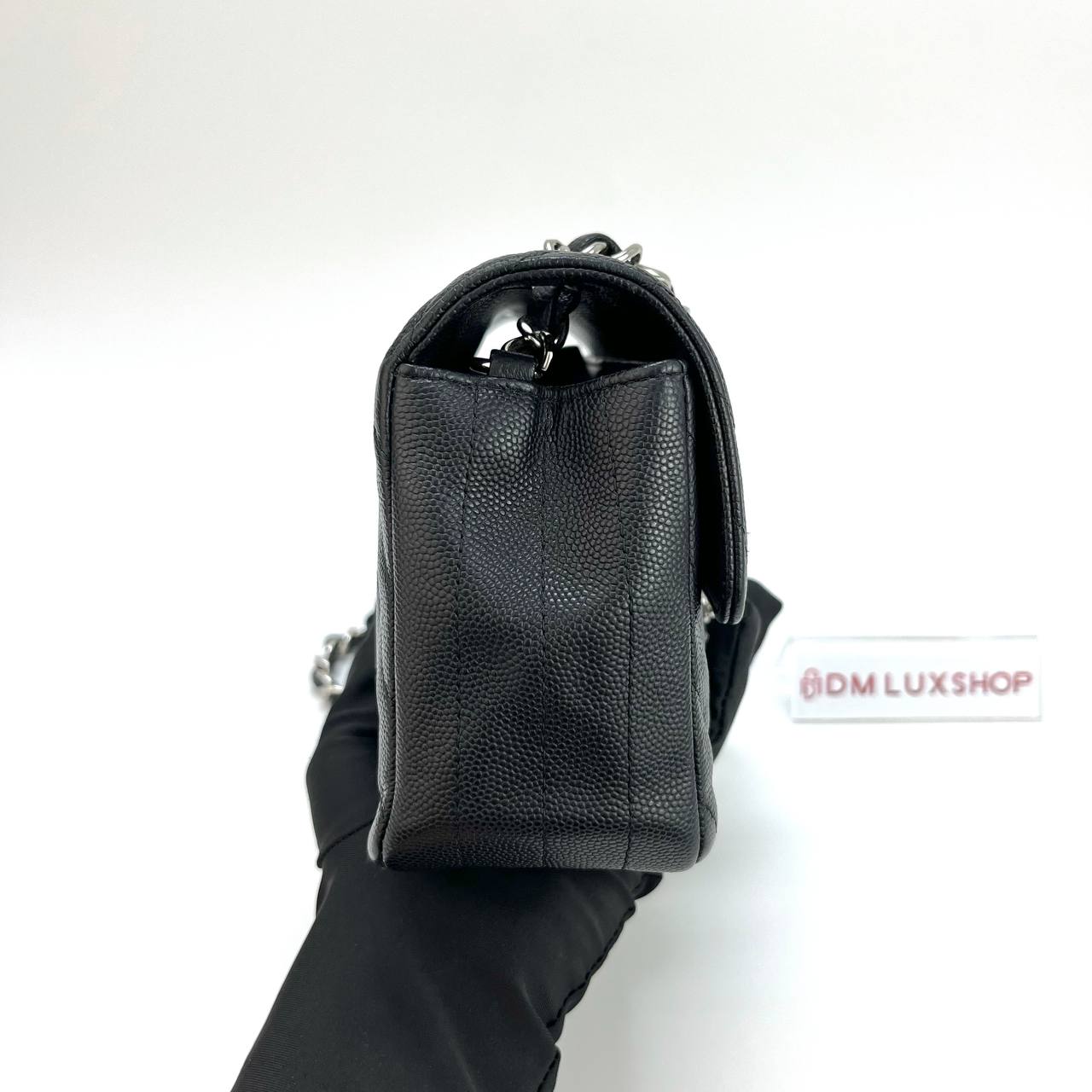 Chanel Black Caviar Chevron Mini Rectangular CF SHW (Serial 25, Y: 2018)