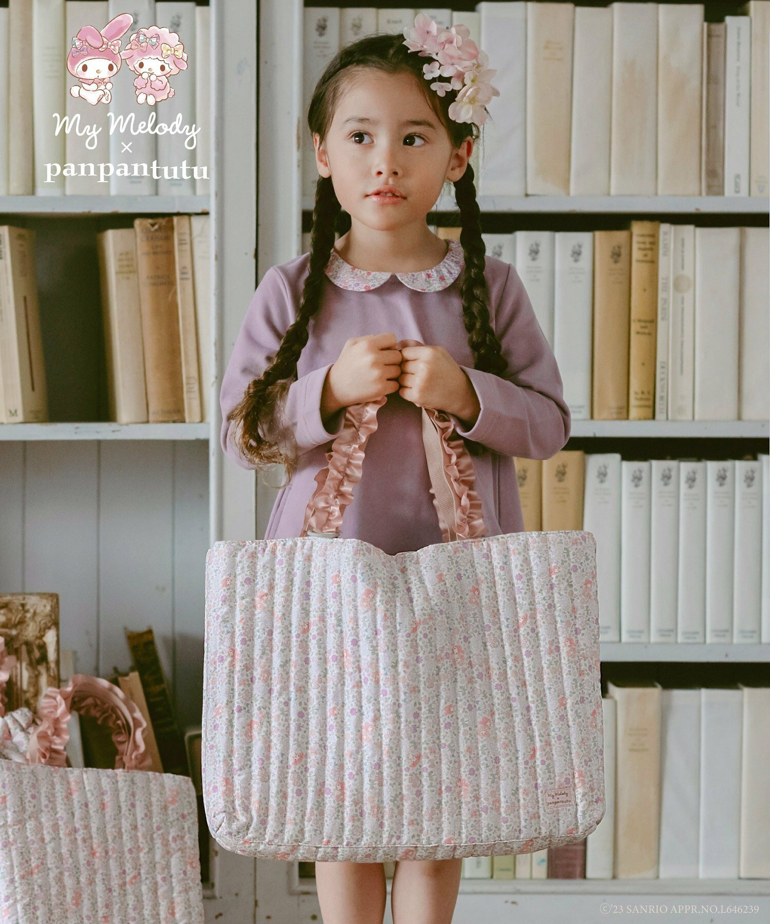 🆕【⭐訂購⭐】🇯🇵日本直送 🌀panpantutu x #Melody / #Cinnamoroll 荷葉邊絲帶手柄 #功課袋🌀 [ELBD-0019][260227]
