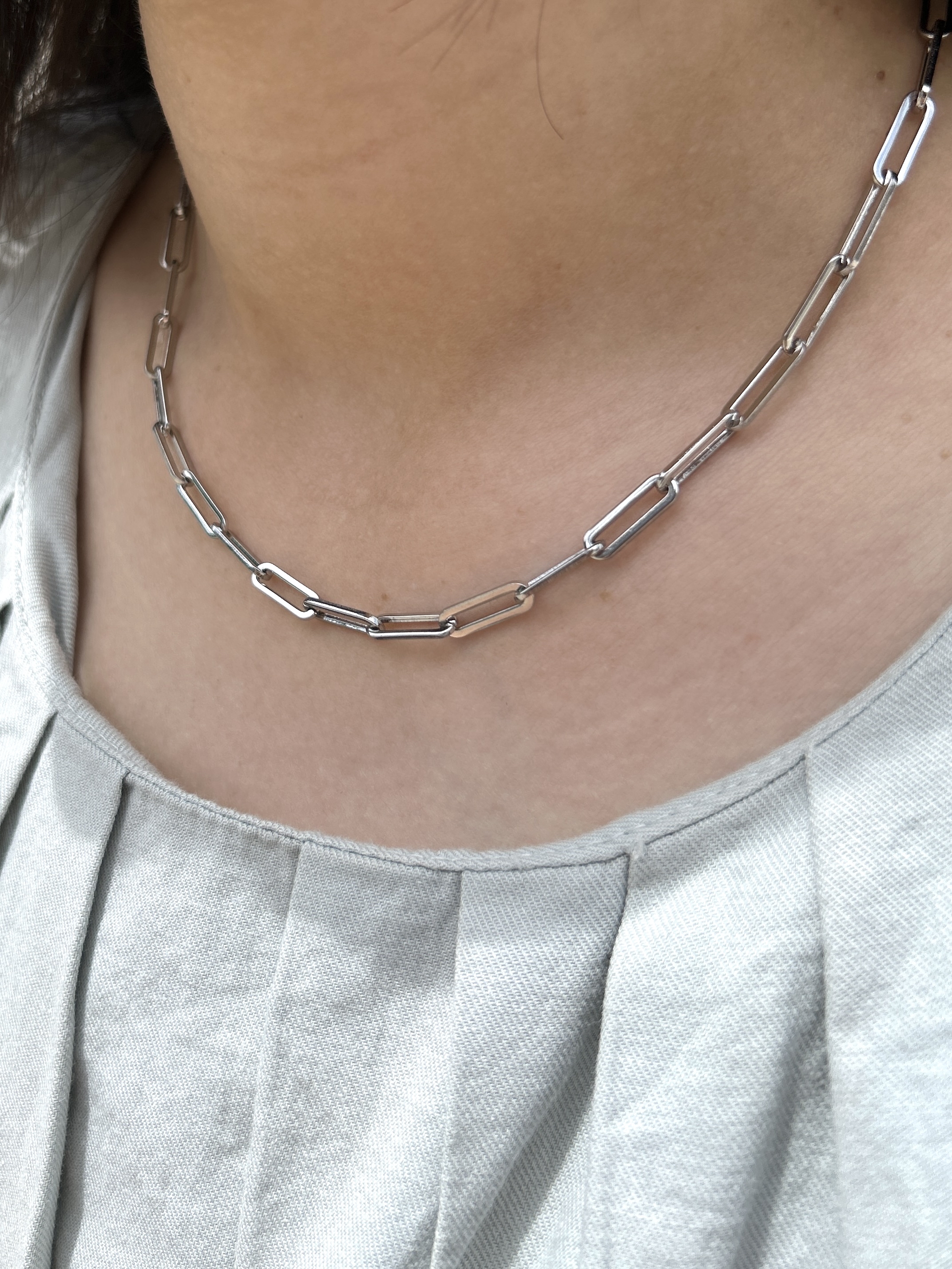 Silver simple chain stainless necklace
