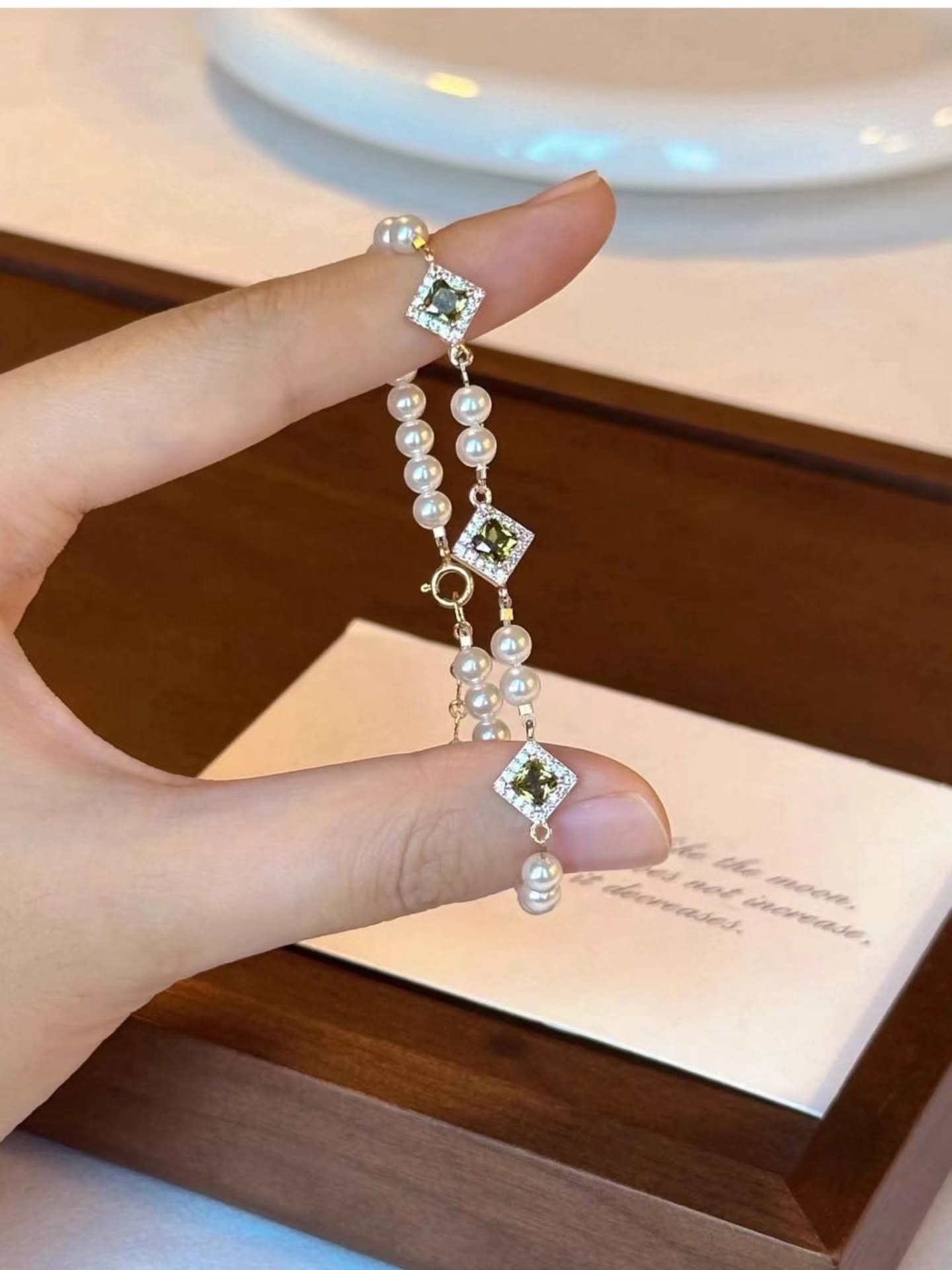 橄榄绿菱形满天星辰手链 🇨🇳