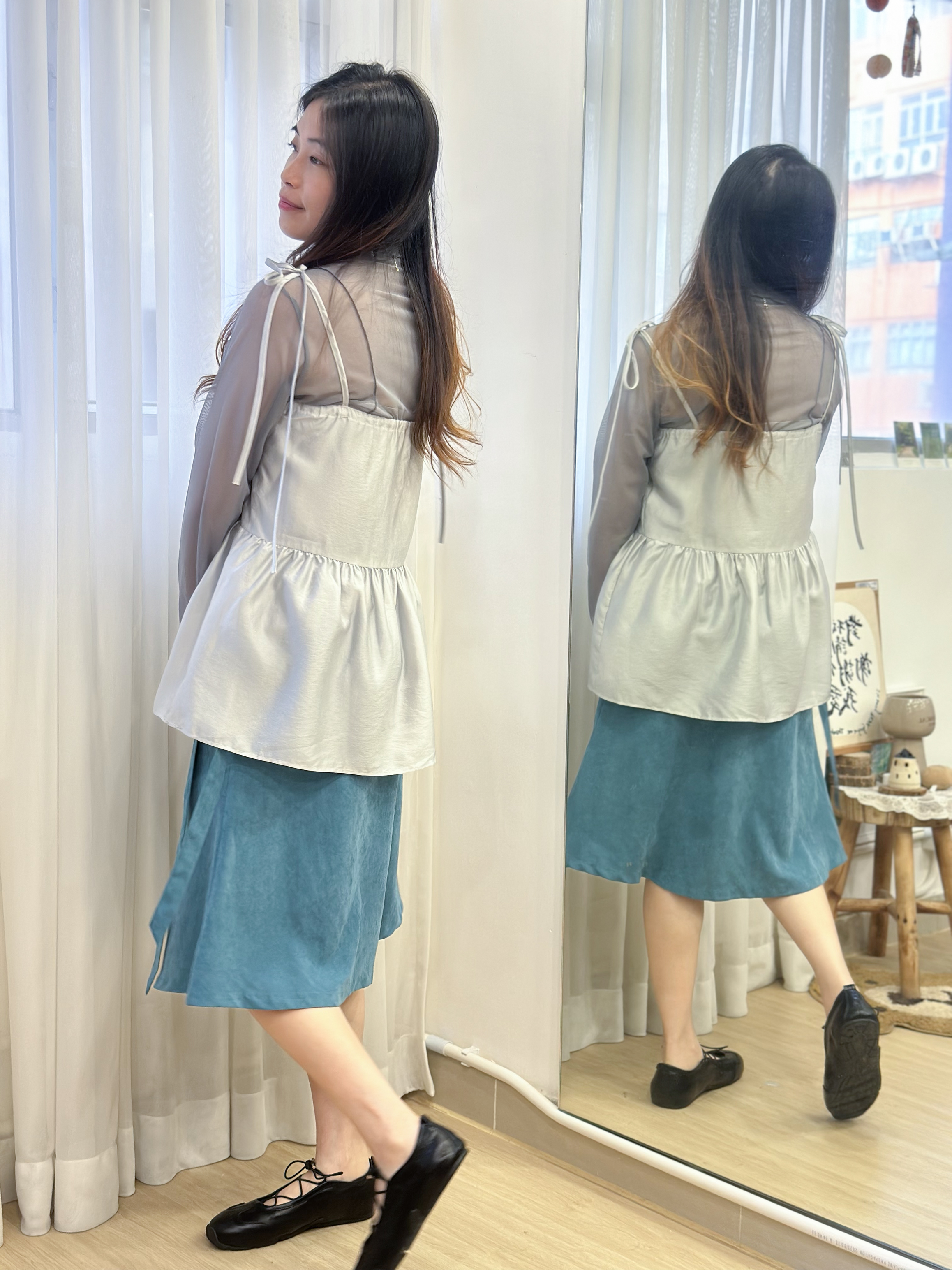 【WK自留款】高領少甜透膚內搭上衣 CA0002 - 灰色 Grey