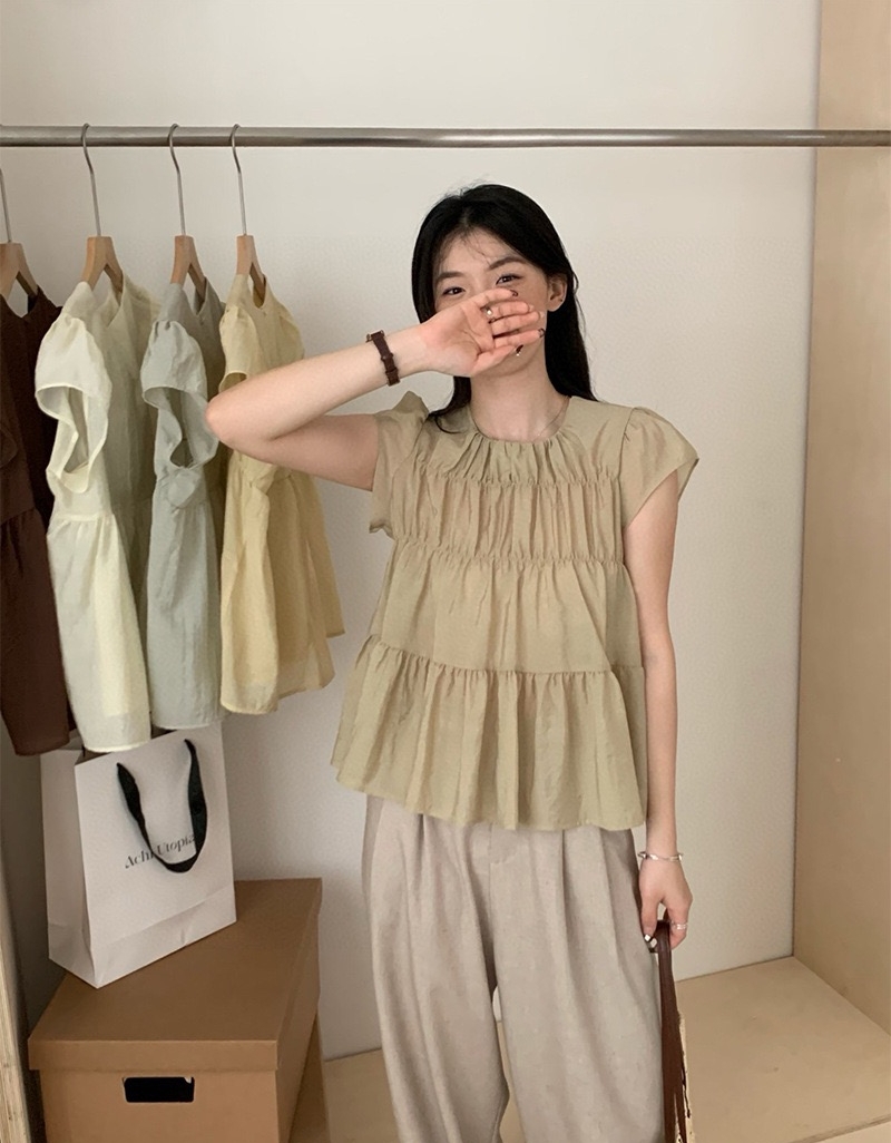Oni Style Ruffle Blouse 韩系小衫 （ 4 colour ）