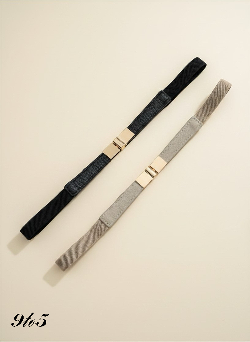 B0117 Thin Elastic Belt - Black & Grey