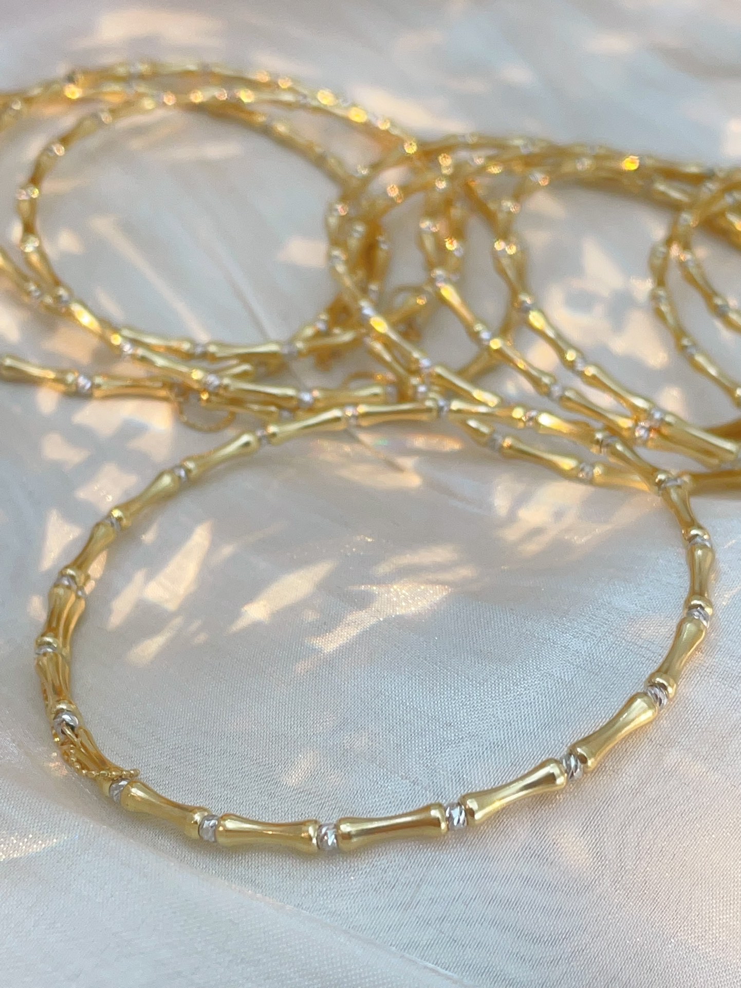 18K Gold Bamboo Segment Bangle N091159