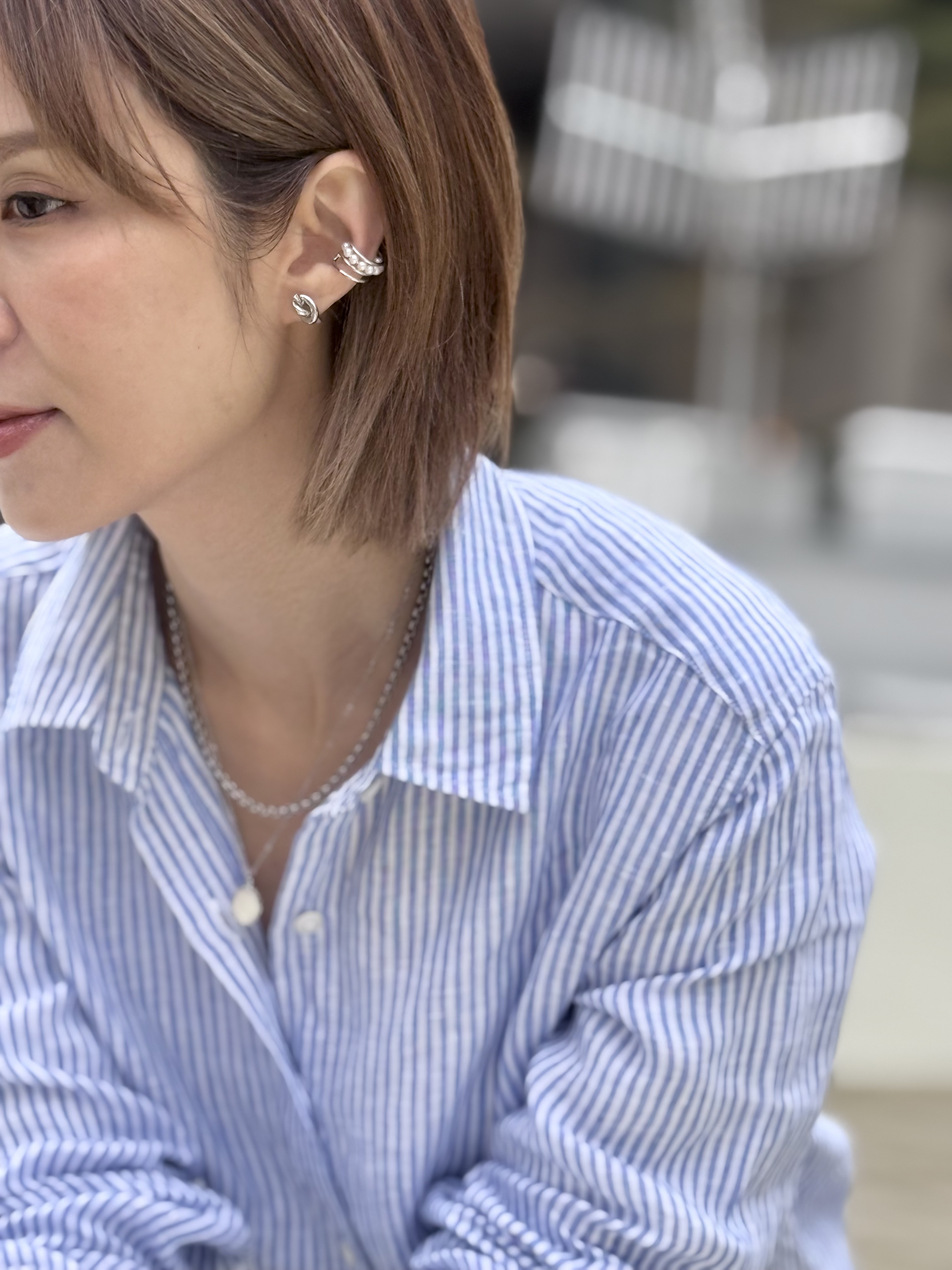 Sliver twist stainless earring