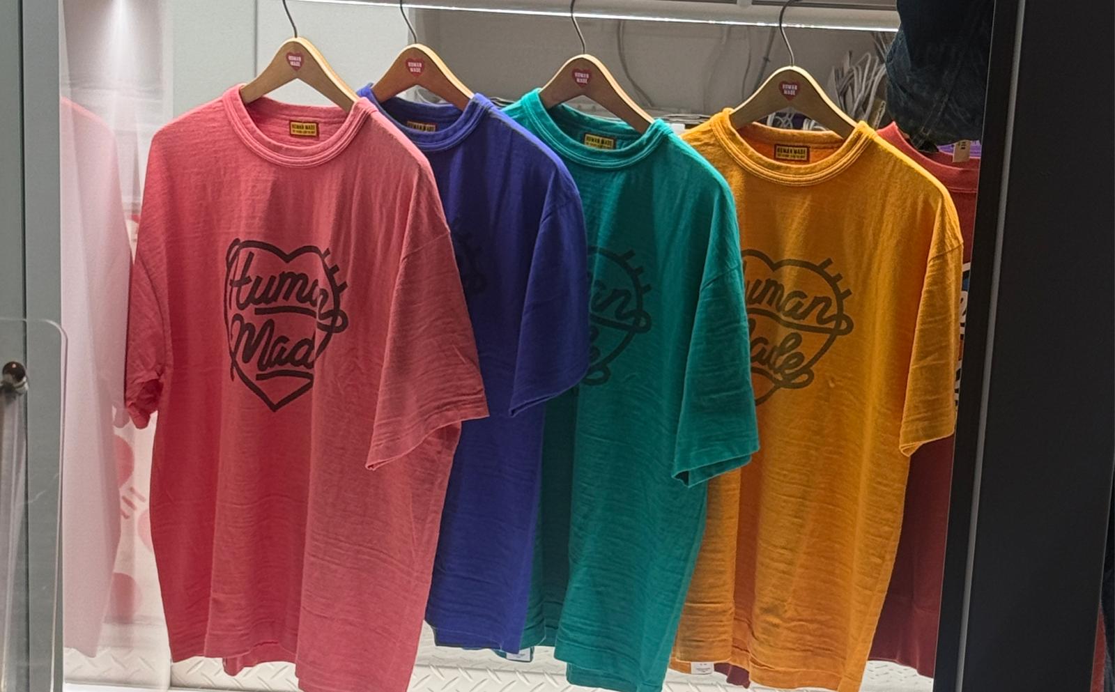 Human made 潦草心tee 珊瑚紅/紫藍/湖水藍/黃 Size s- 3xl