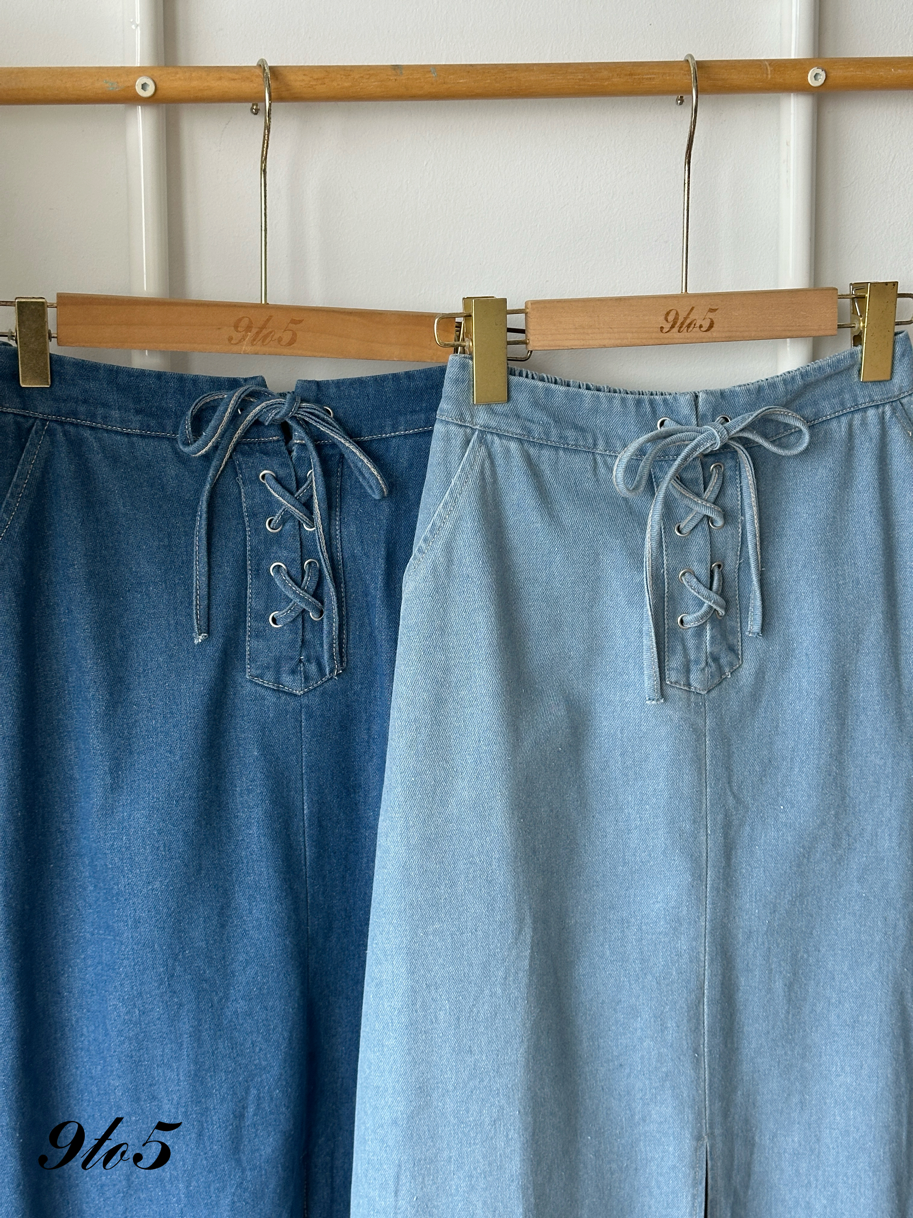 S1972 A Line Denim Skirt - D.Blue & L.Blue