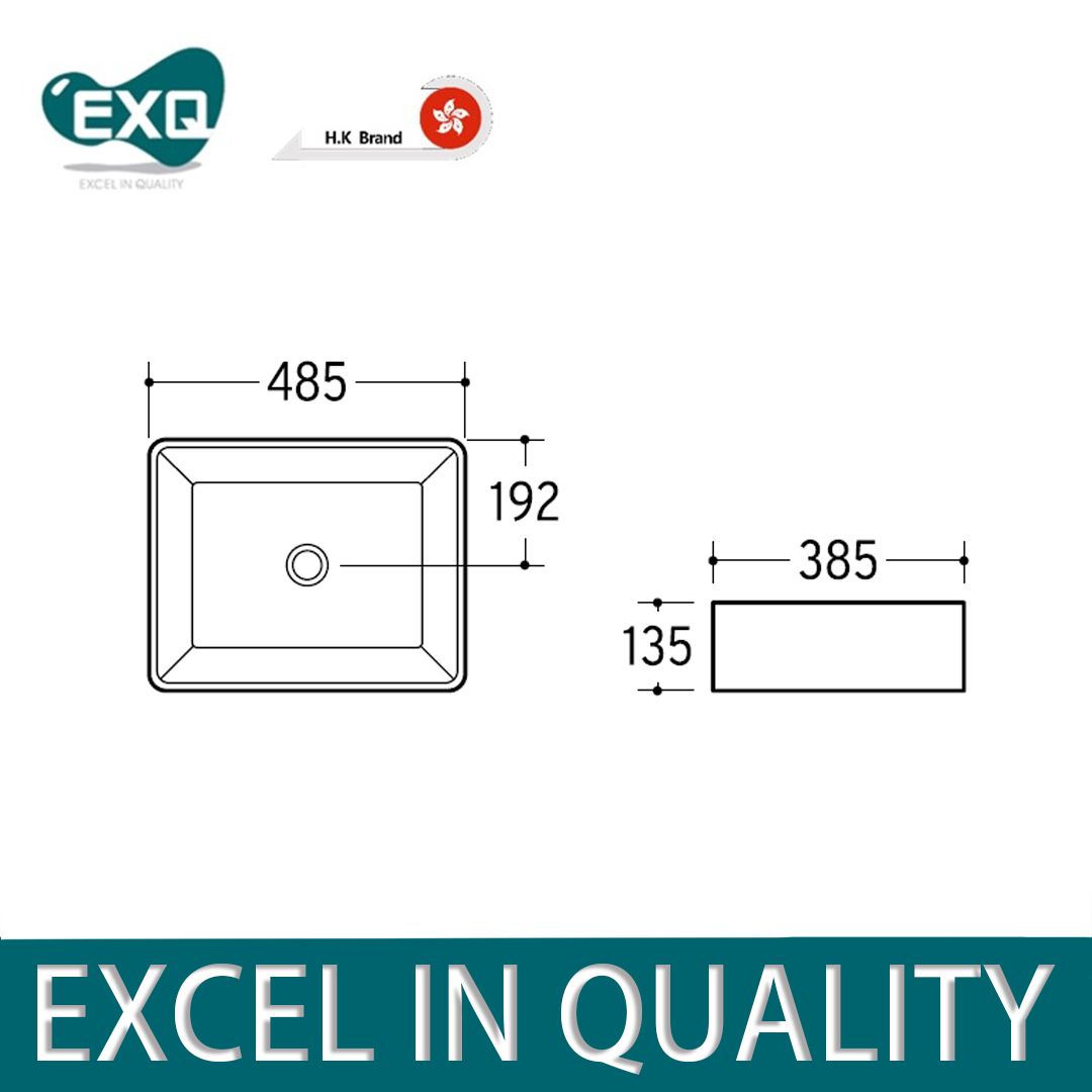 EXQ EB3330白色長方形台上盆 