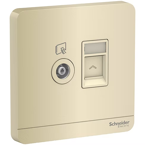 施耐德 AvatarOn 沉醉金 TV蘇+CAT5E數據插座