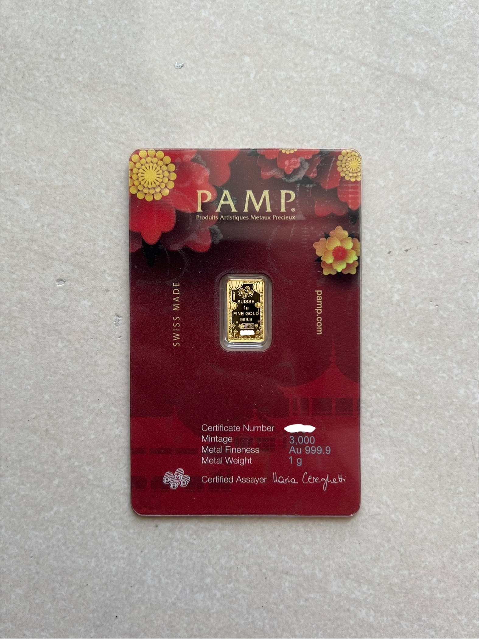 (SN:2790) PAMP Good Luck Cat 1g 🇨🇭Swiss Fine Gold Bar Emas 999.9 招财猫
